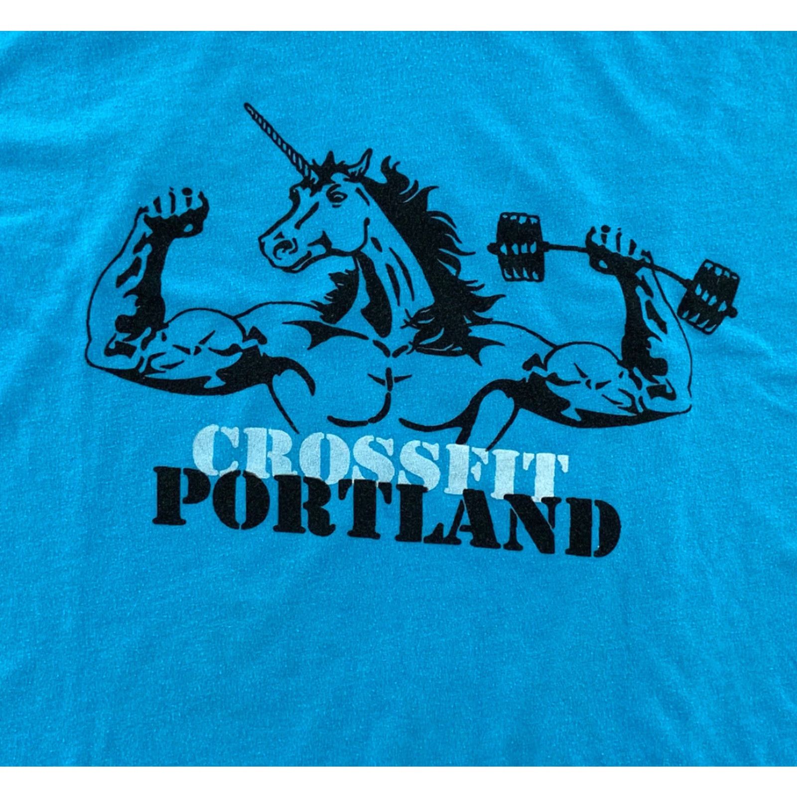 American Apparel American Apparel Shirt Adult Large Neon Blue Portland Crossfit Unicorn Tiger Bear Dual Graphics Slim Knit Crew Neck Short Sleeve Logo 90s Event Mens L Size US L / EU 52-54 / 3 - 3 Thumbnail