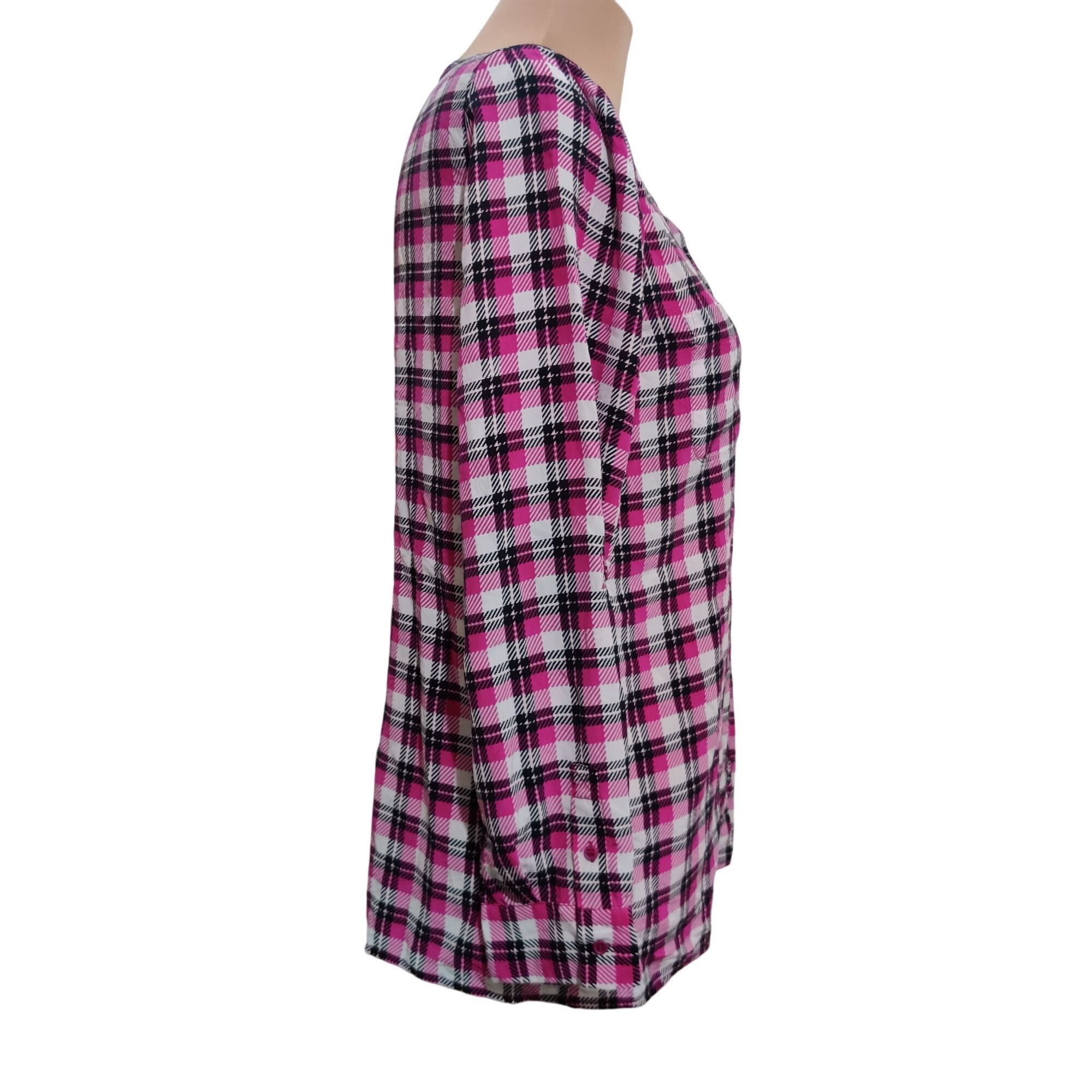 Joie Joie Womens Blouse Silk Top Button Up Long Sleeve Pink Black Size S / US 4 / IT 40 - 3 Thumbnail