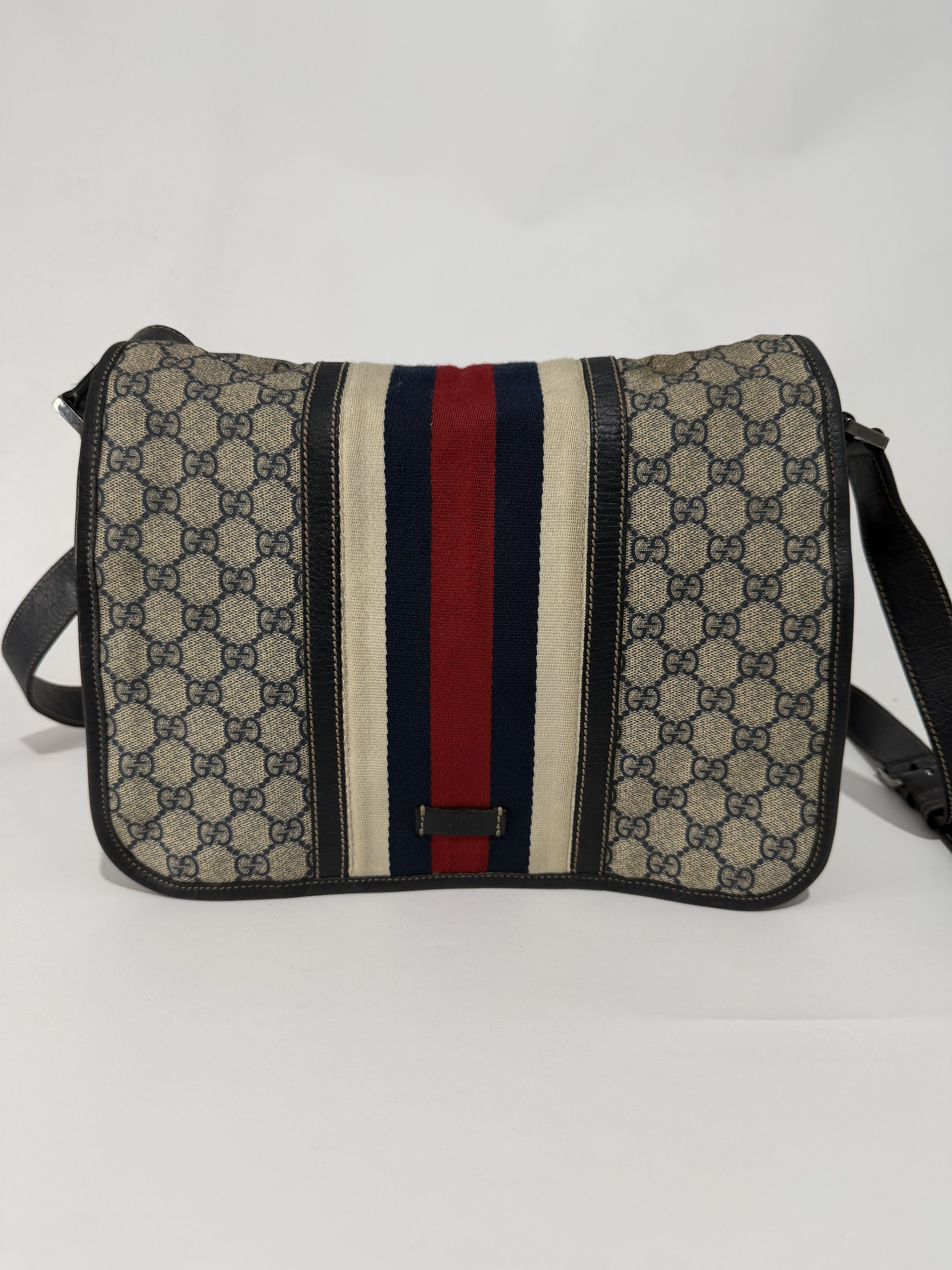 Gucci GUCCI Blue GG Coated Canvas Vintage Web Messenger Bag Size ONE SIZE - 1 Thumbnail