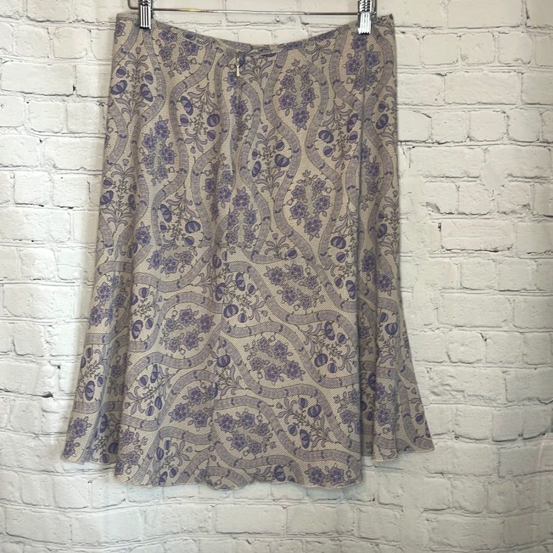 Oscar De La Renta VINTAGE Oscar de la Renta Womens Purple Floral Knee Length Skirt size 10 Size 32" / US 10 / IT 46 - 3 Thumbnail