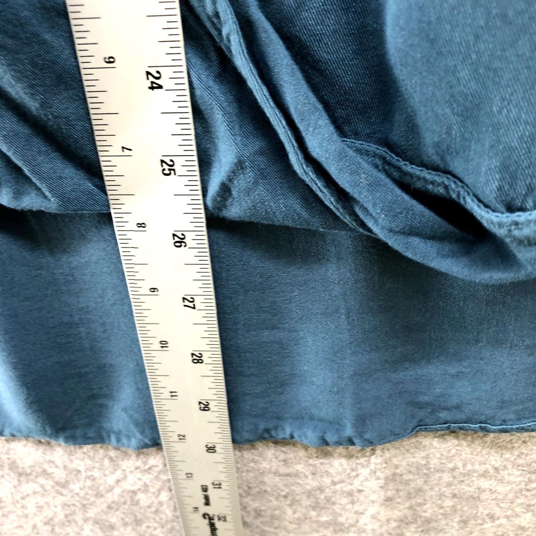 Vintage Blue Rain Shirt Womens M Teal Bohemian Blouse Long Sleeve High Low Wrap Front Size M / US 6-8 / IT 42-44 - 7 Thumbnail
