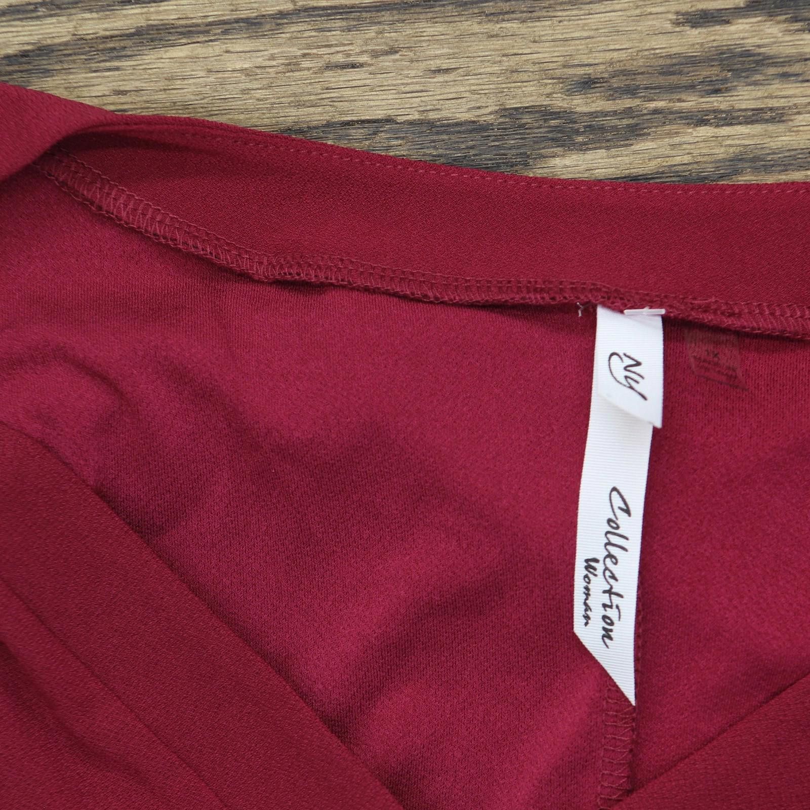 Other New Ny Collection Knit Zipper V-neck Tee Burgundy Red 1x Size XL / US 12-14 / IT 48-50 - 3 Thumbnail