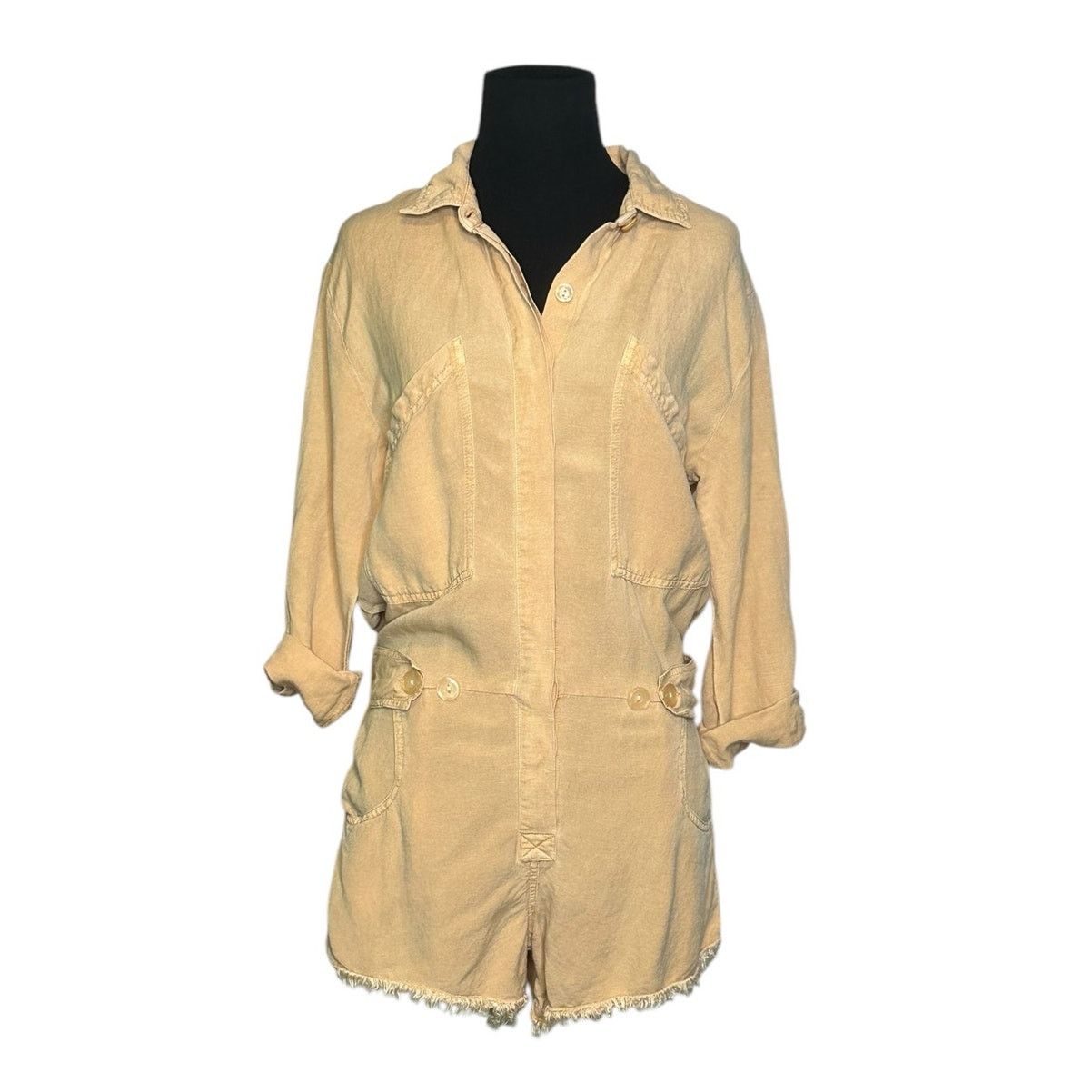 Young Fabulous & Broke YFB River Camel Pigment Linen Romper size XS Size 27" / US 4 / IT 40 - 1 Thumbnail