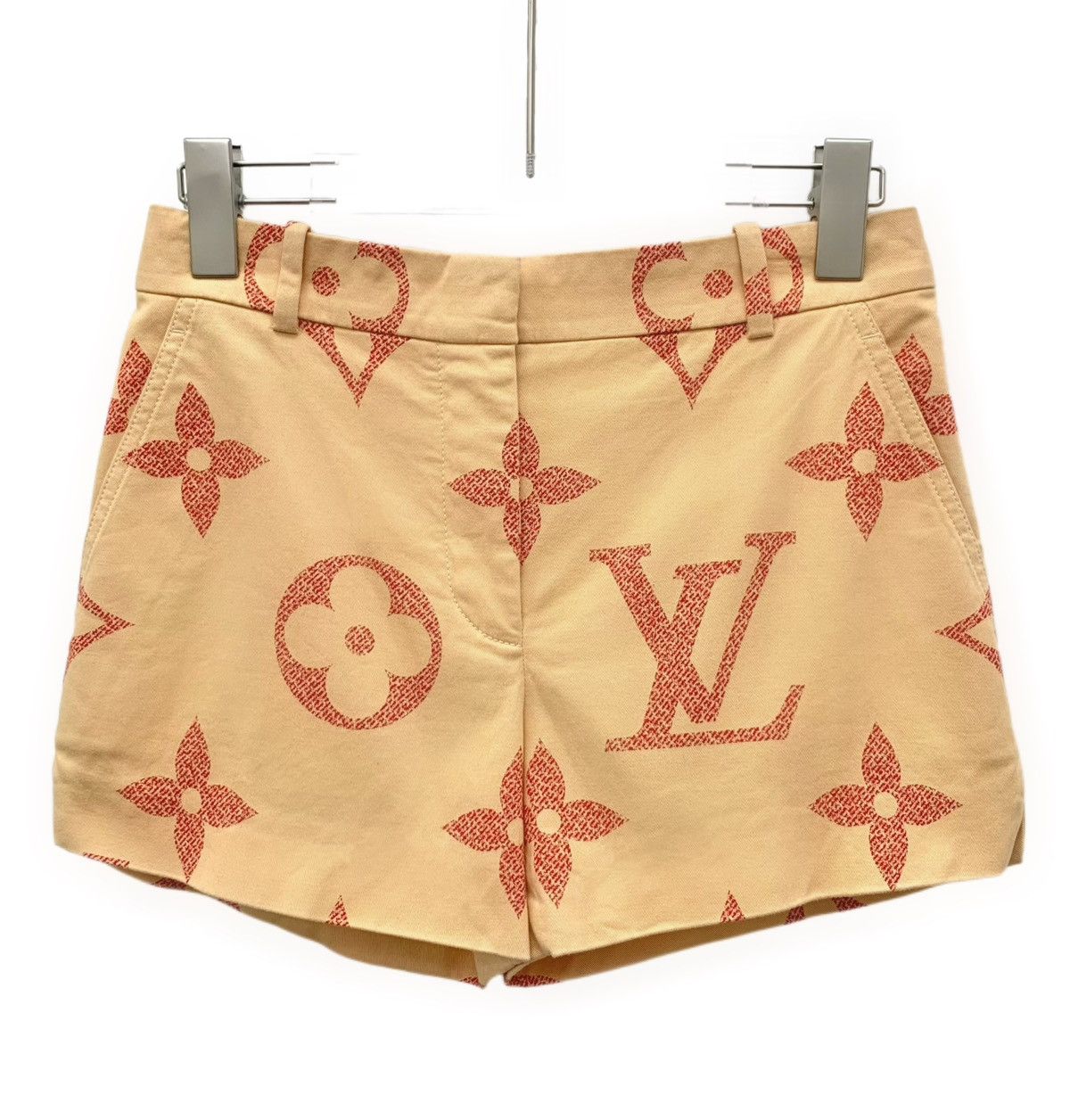Louis Vuitton Louis Vuitton Orange All-over Logo Print Cotton Shorts K26WX Size 27" / US 4 / IT 40 - 1 Thumbnail