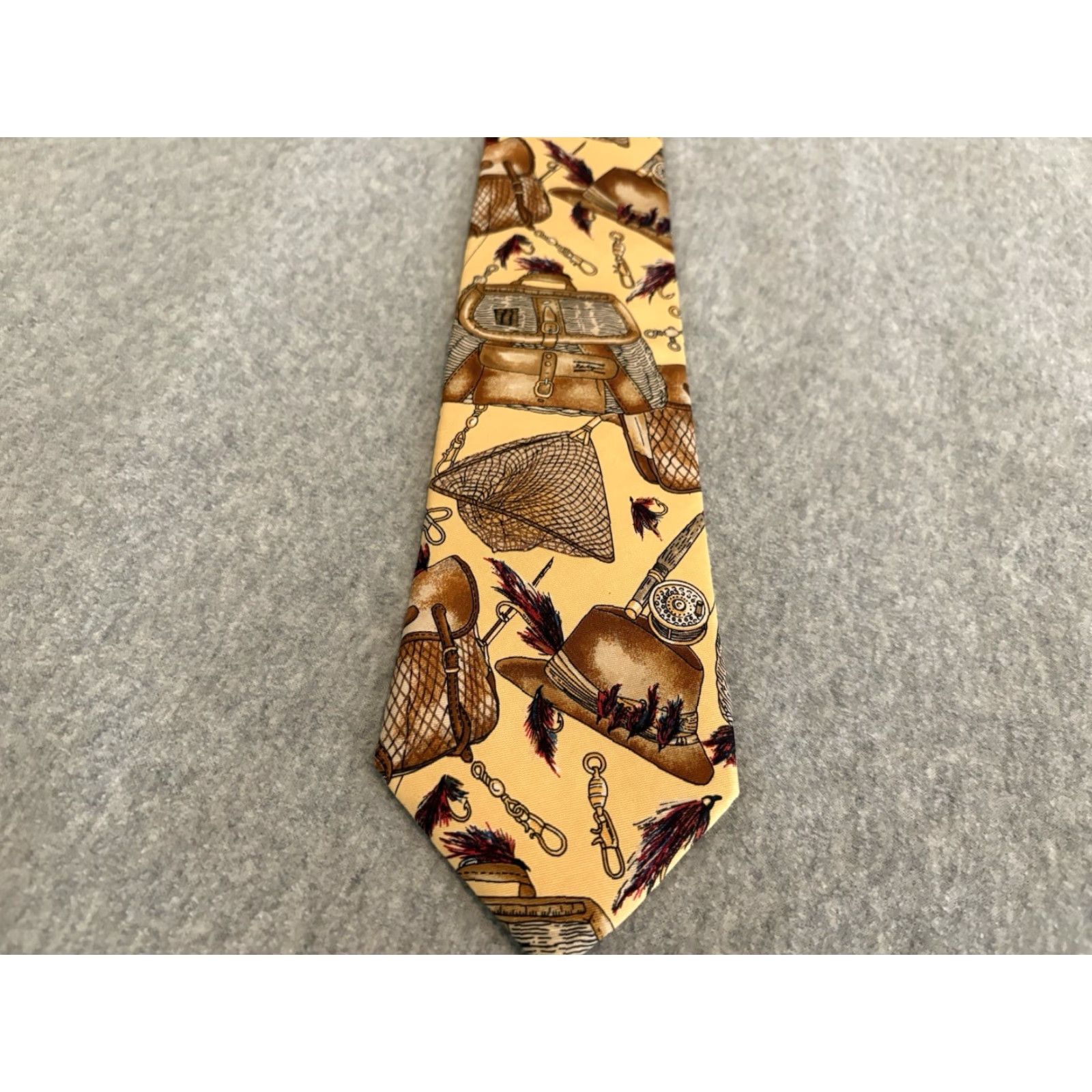 Lands' End Lands' End Silk Tie AOP Fishing Tie Multicolor 60" Men Mens Classic 57"-60" American Nature Fishing Theme Size ONE SIZE - 2 Thumbnail