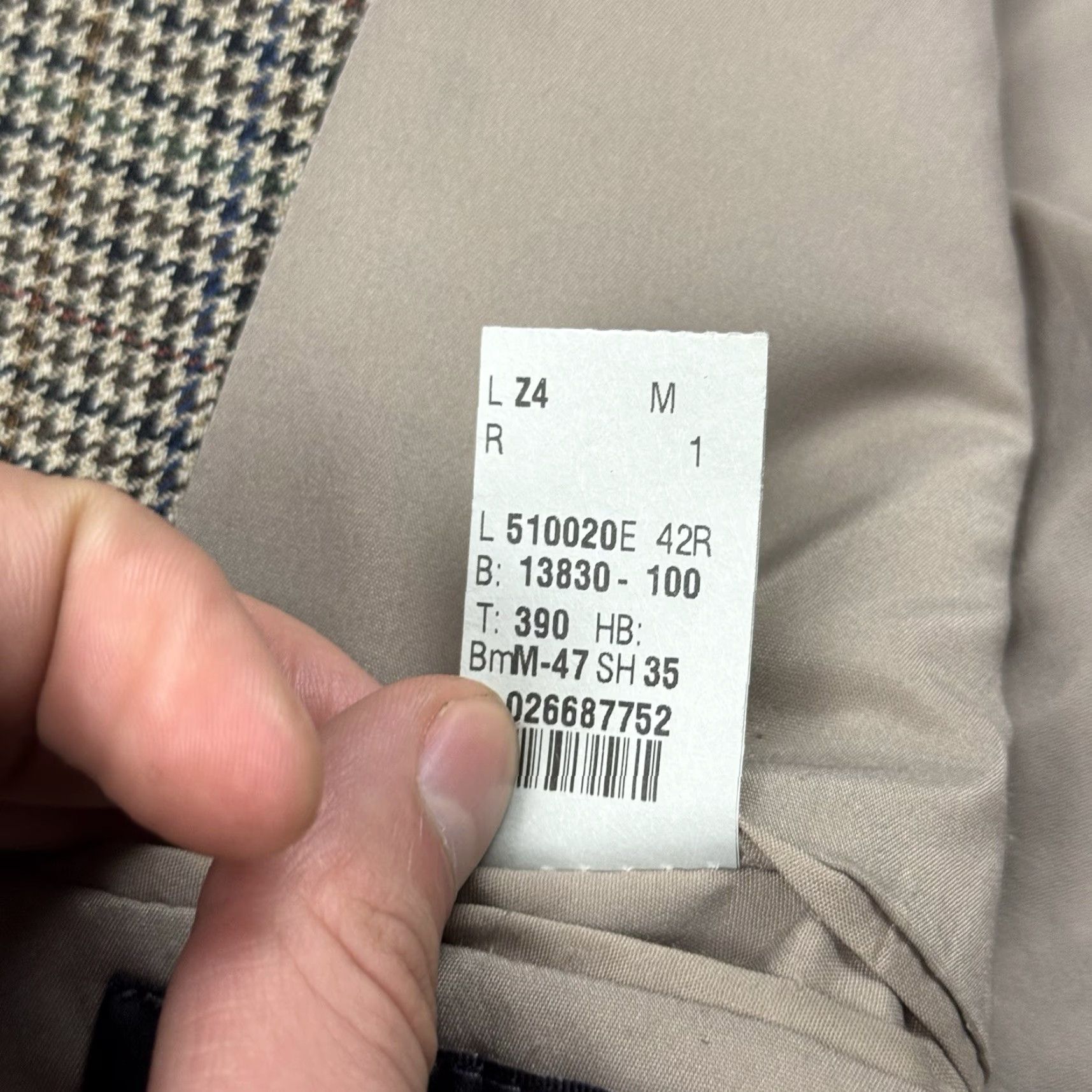 Ralph Lauren VINTAGE Lauren Ralph Lauren Men Sport Coat Blazer Houndstooth Beige 42R Wool Silk 2-Button Notch Lapel Single-Breasted Regular Discount Mature 42 Mens Size 42R - 7 Thumbnail