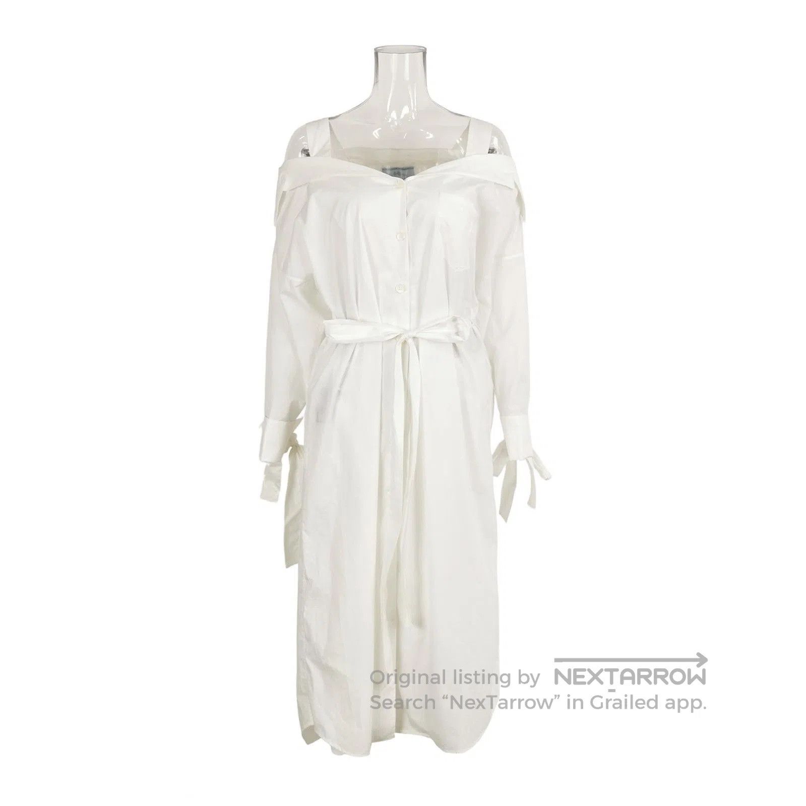 Prada Prada White Cotton Waist Dress . Size S / US 4 / IT 40 - 1 Thumbnail