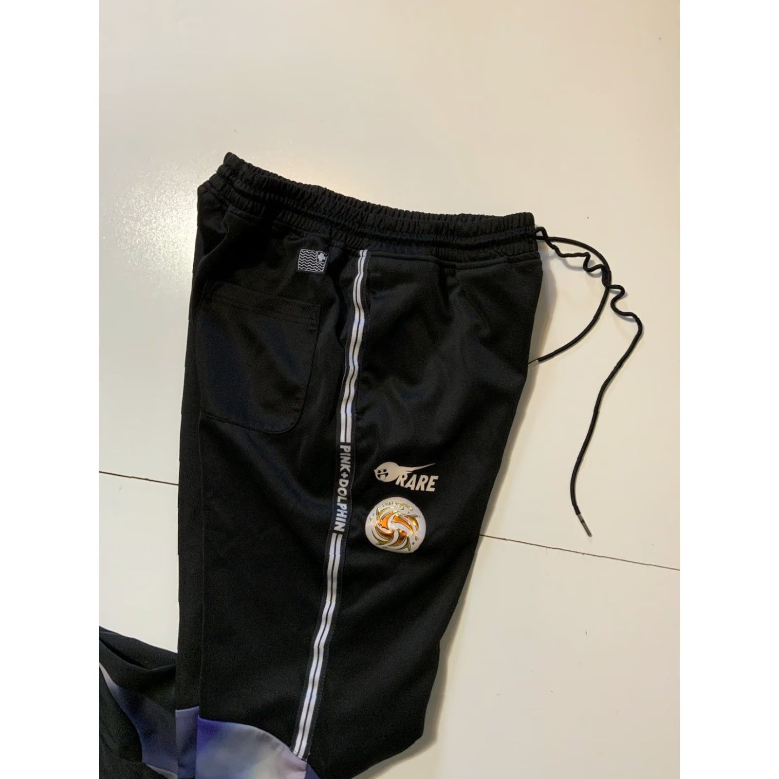 Vintage Pink Dolphin Fly Legends Rare Northern Lights Black Slim Fit Track Pants Sz. M Men Slim Activewear Pants Regular Size M Black Mens Size US 31 - 6 Thumbnail