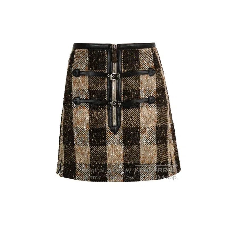 Louis Vuitton Louis Vuitton Wool-Blend Checked Mini Skirt. Size US 34 / EU 50 - 1 Thumbnail