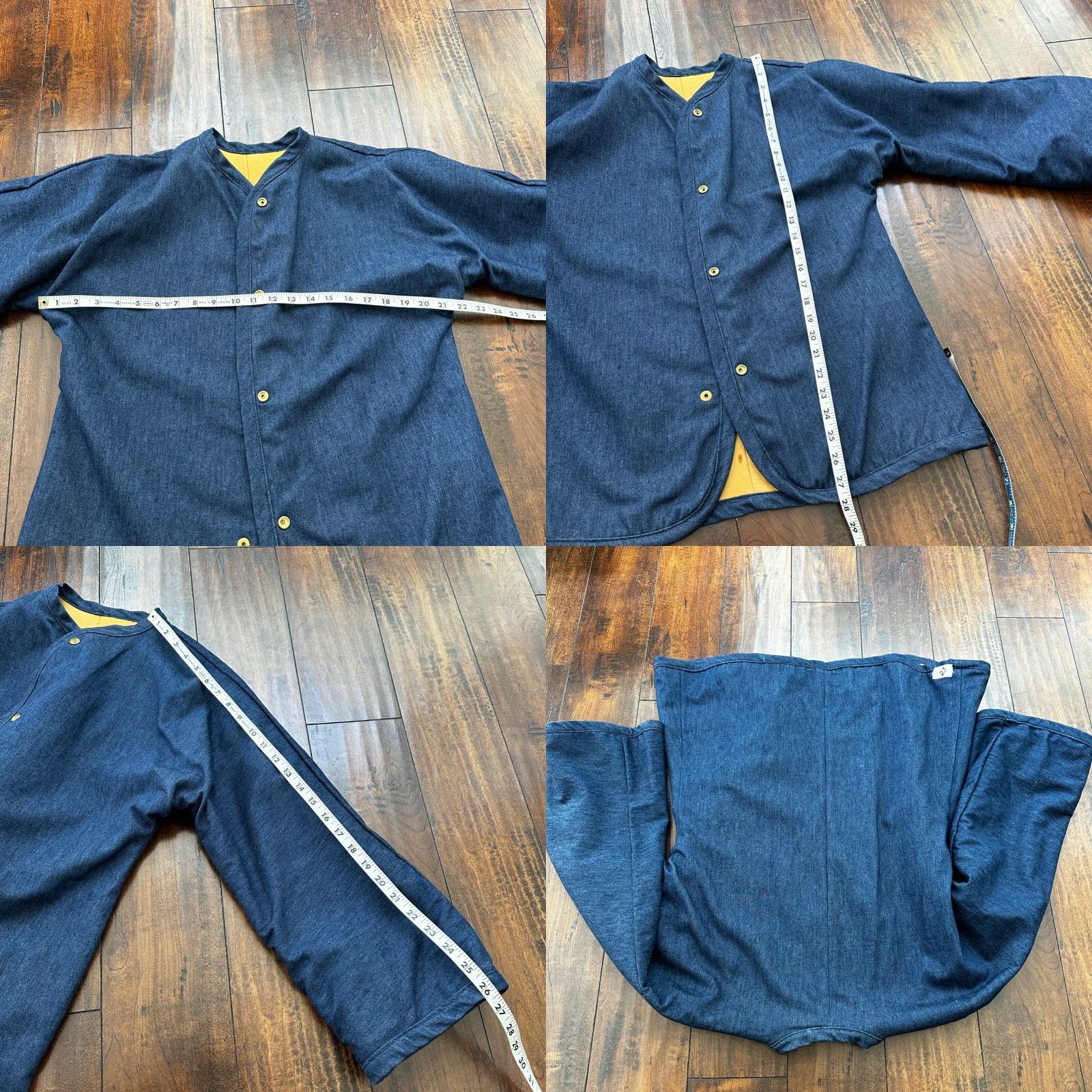 Denime Reversible Denim Leather Jacket - Rockabilly 1960s 70s Anorak Men L Blue Pockets Zip Button Size US L / EU 52-54 / 3 - 8 Thumbnail
