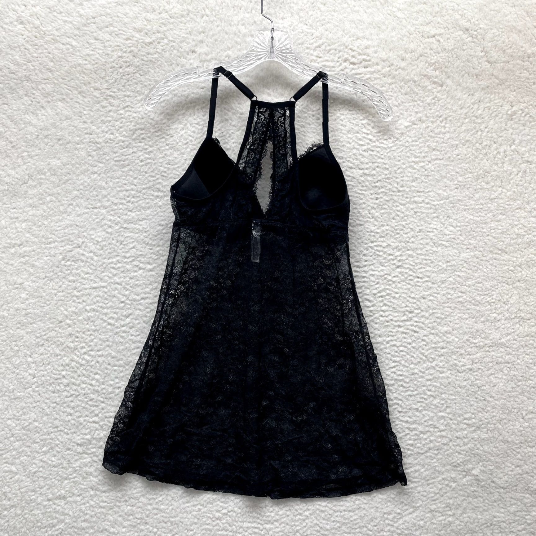 Vintage VINTAGE Gilligan & O'Malley Slip Dress Medium Black Sheer Lace Padded Cupped Chemise Size M / US 6-8 / IT 42-44 - 3 Thumbnail