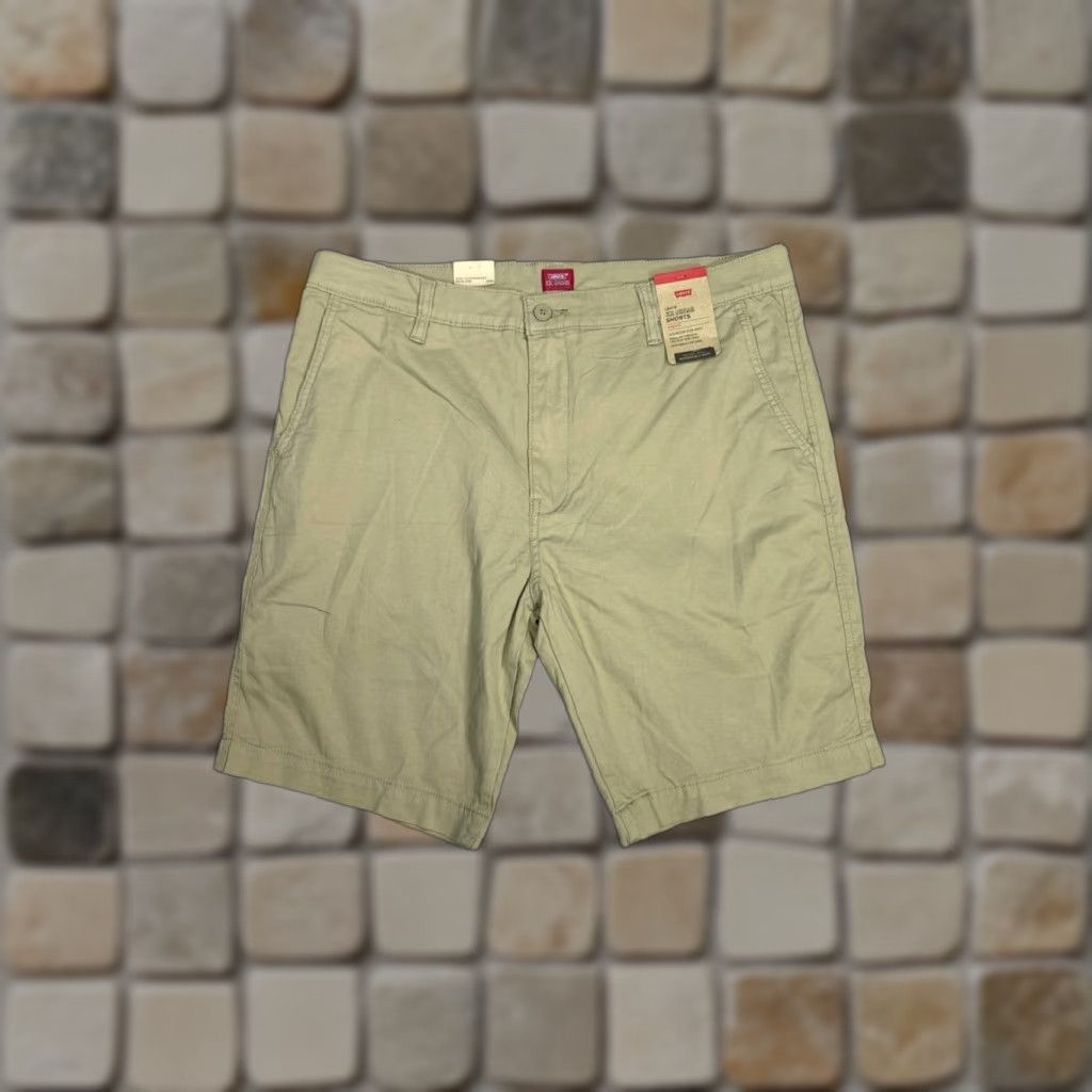 Levis Chino Shorts Mens 36 Beige Cotton Twill Stretch Mid Rise Taper Fit Pocket Pockets 9in Inseam Casual Outdoor Modern Seasonal 1902 Mens