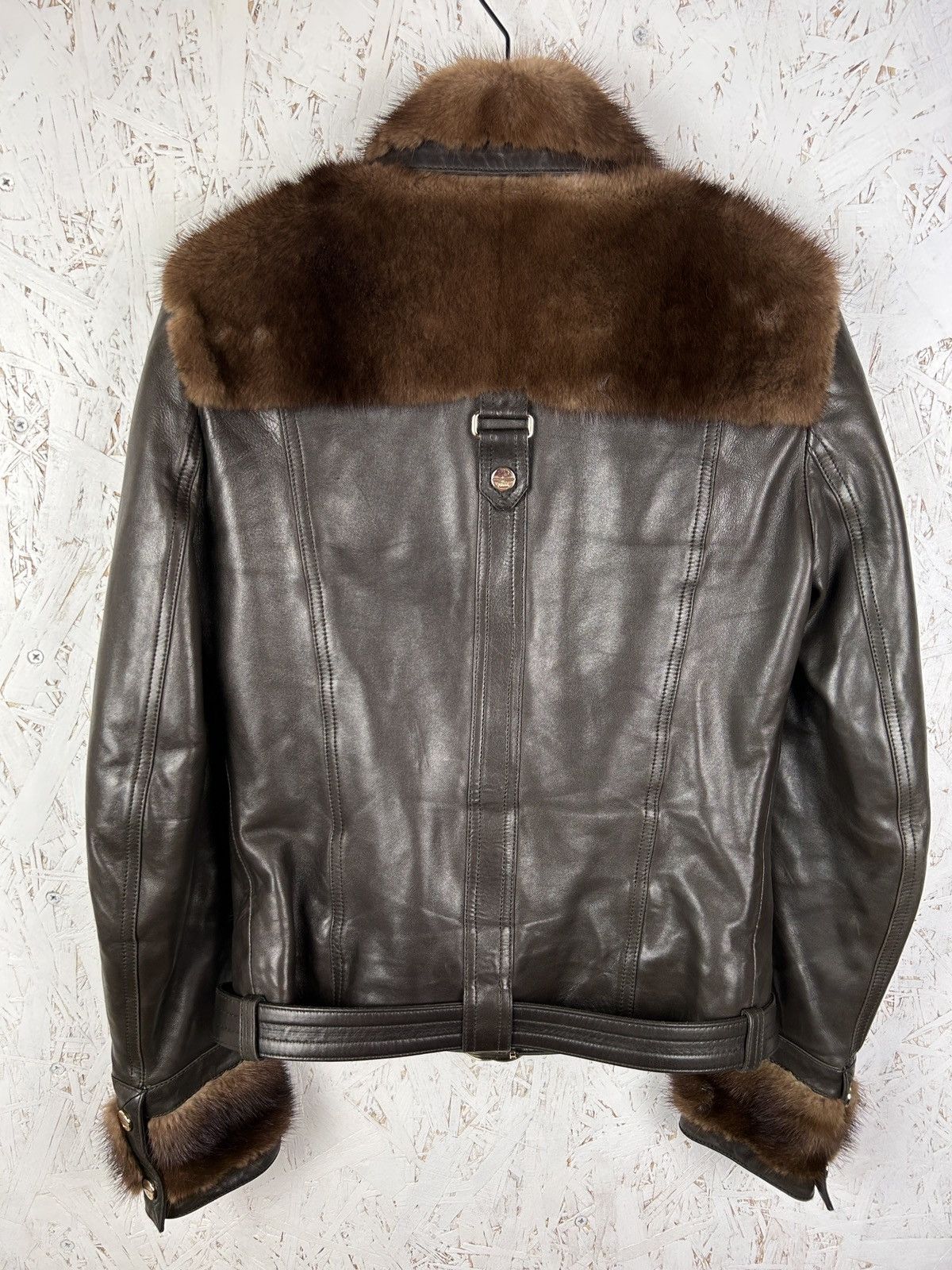 Gucci Gucci Tom Ford Brown Leather/Fur GG Leather Belt Jacket 40 Size S / US 4 / IT 40 - 8 Thumbnail