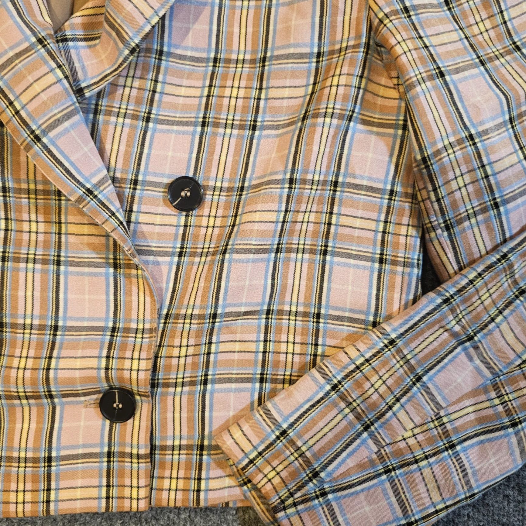 Vintage VINTAGE YAS Jacket Womens Size Small Beige Plaid Blazer Long Sleeve Y2K Clueless Size S / US 4 / IT 40 - 4 Thumbnail