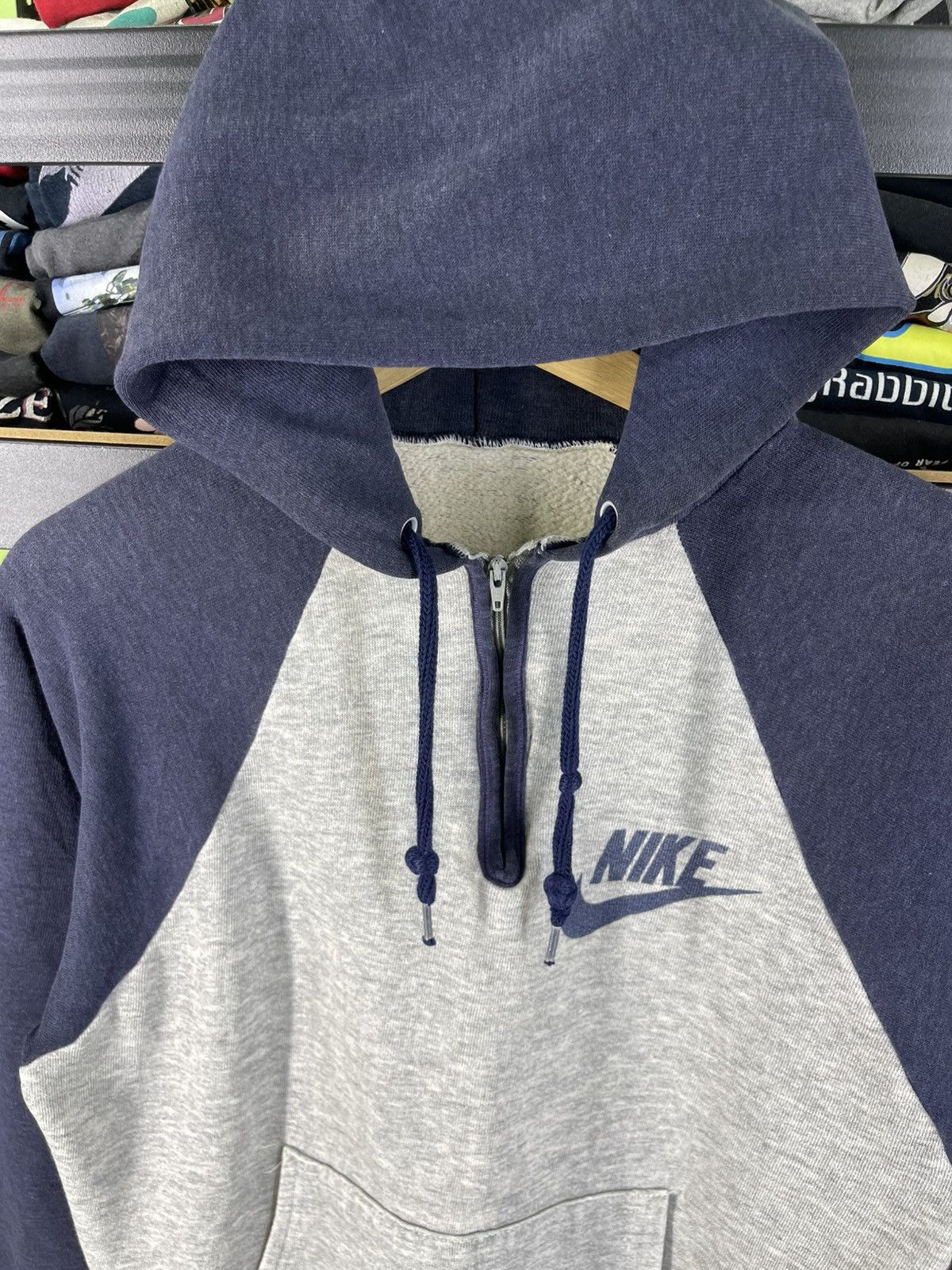 Nike Vintage 80's Nike Raglan Sleeve Halfzip Pullover Hoodie Size US M / EU 48-50 / 2 - 5 Thumbnail