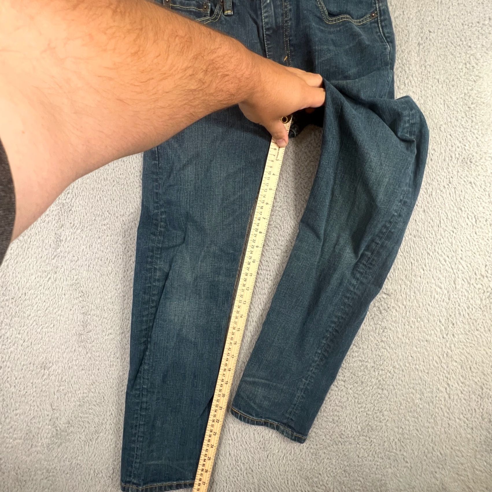 Levi's VINTAGE Levi's 502 Jeans Mens 29x30 Dark Wash Blue Taper Stretch Denim Regular Fit Size US 29 - 2 Thumbnail
