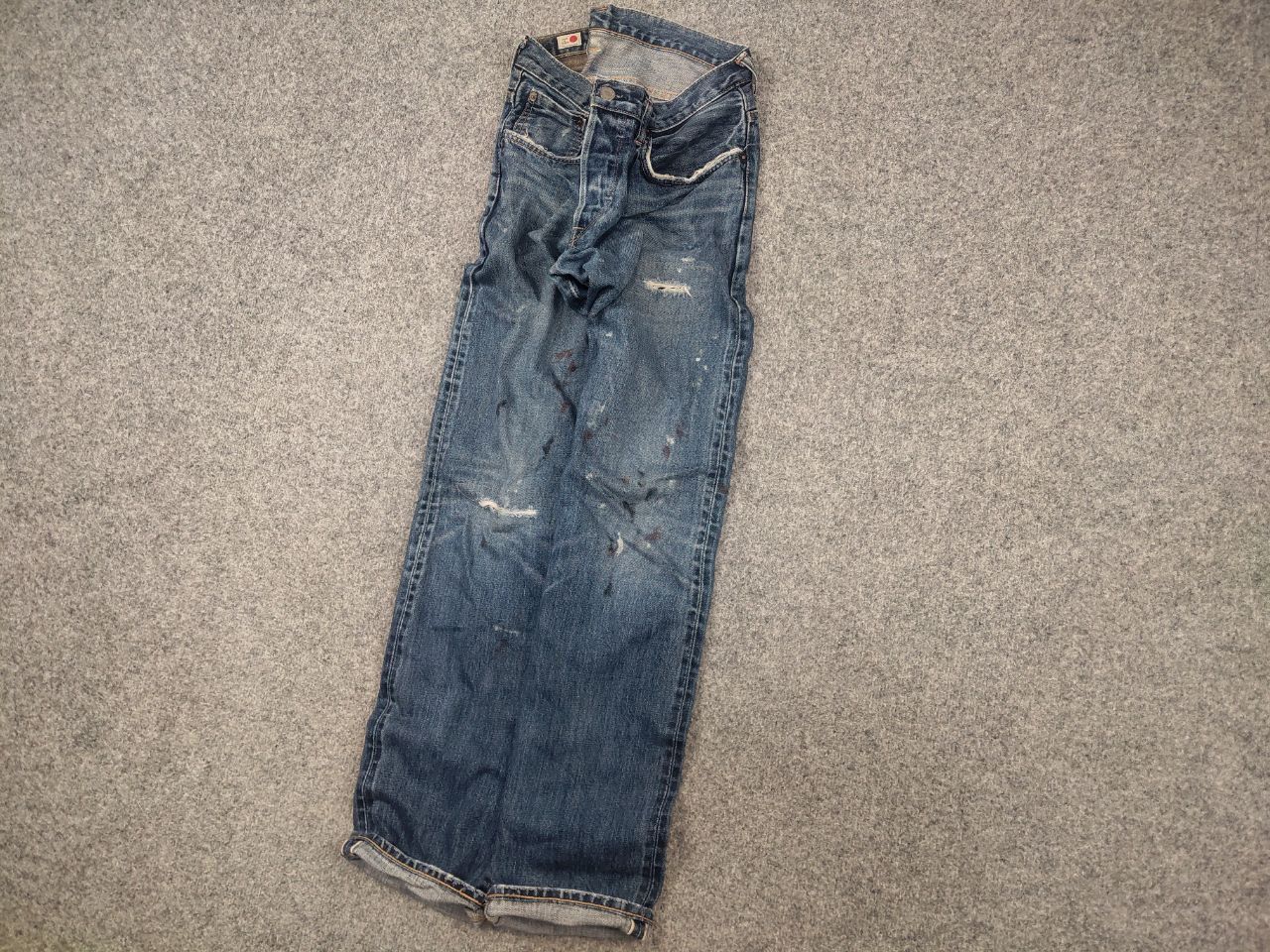 Edwin Vintage 90's Edwin Japan Selvedge paint denim Jeans Ed33m Size US 33 - 3 Thumbnail