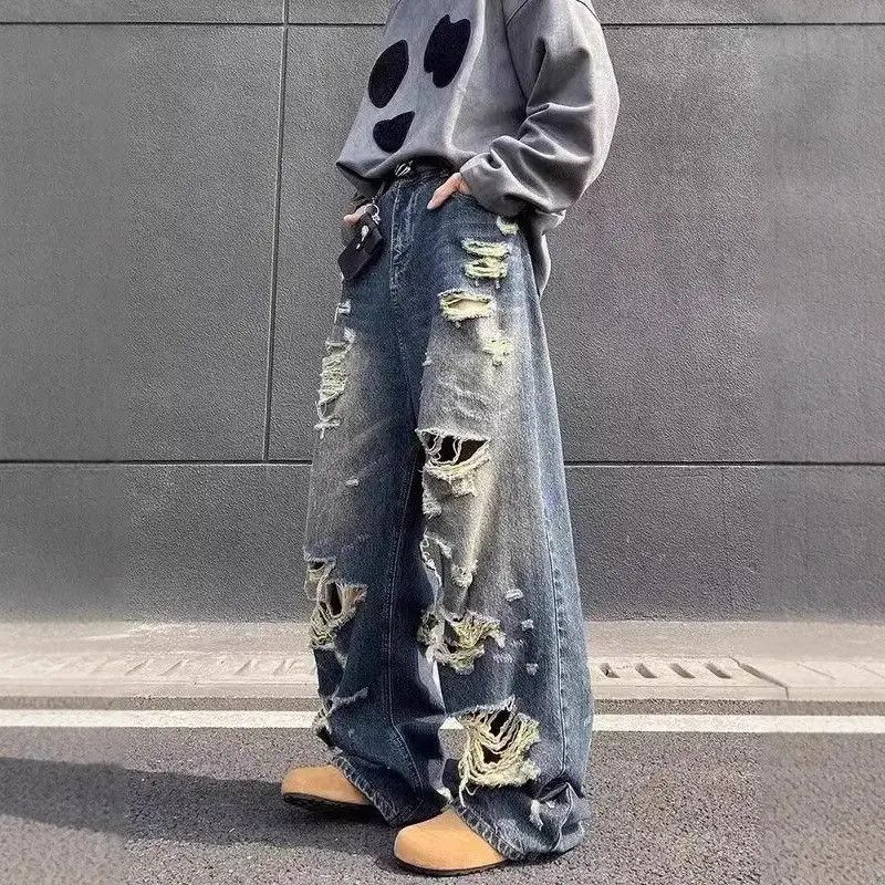 Japanese Brand Retro washed straight leg ripped jeans Size US 32 / EU 48 - 2 Thumbnail