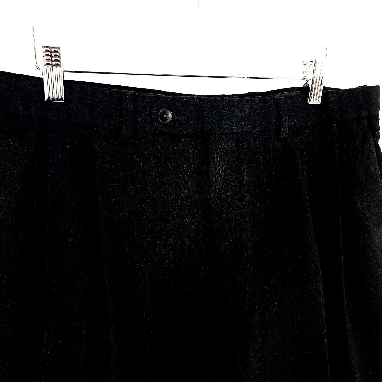 Jack Victor Jack Victor Wool Pleated Cuffed High Rise Black Dress Pants Size 34R - 2 Thumbnail