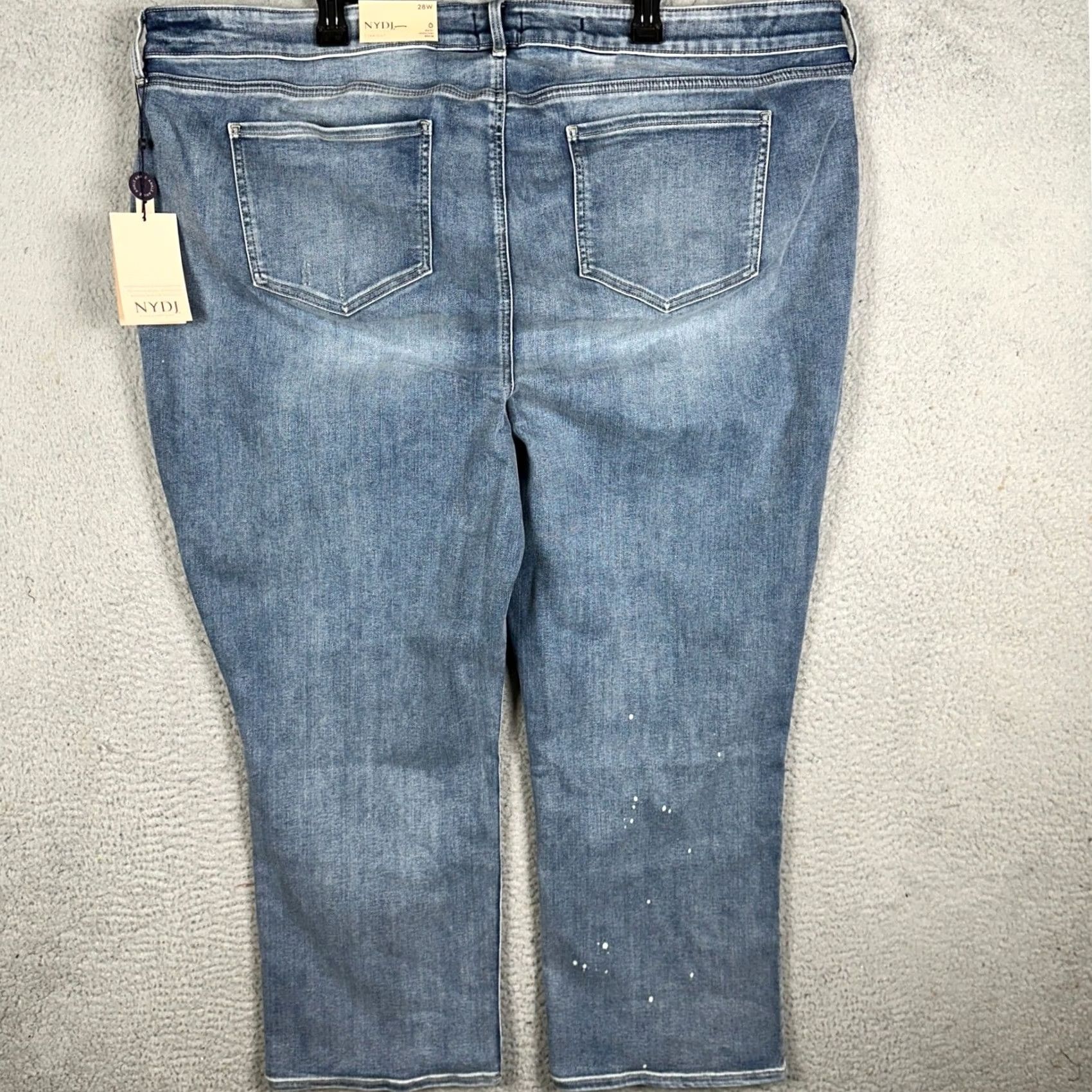 NYDJ VINTAGE not -> NYDJ Marilyn Straight Jeans Women 28W Plus Blue Paint Splatter Stretch Denim Size 28" / US 6 / IT 42 - 3 Thumbnail