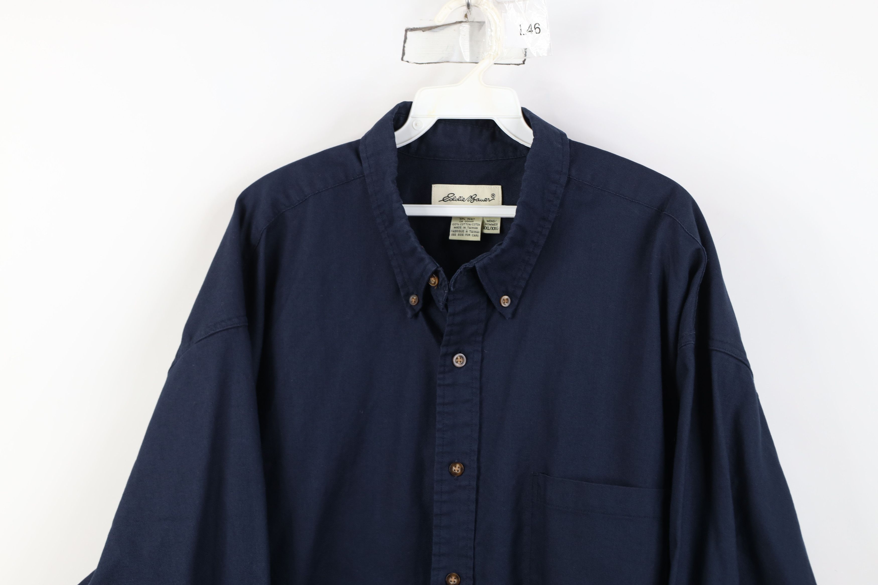 Eddie Bauer Vintage 90s Eddie Bauer Cotton Oxford Button Down Shirt Blue Size US XXL / EU 58 / 5 - 2 Thumbnail