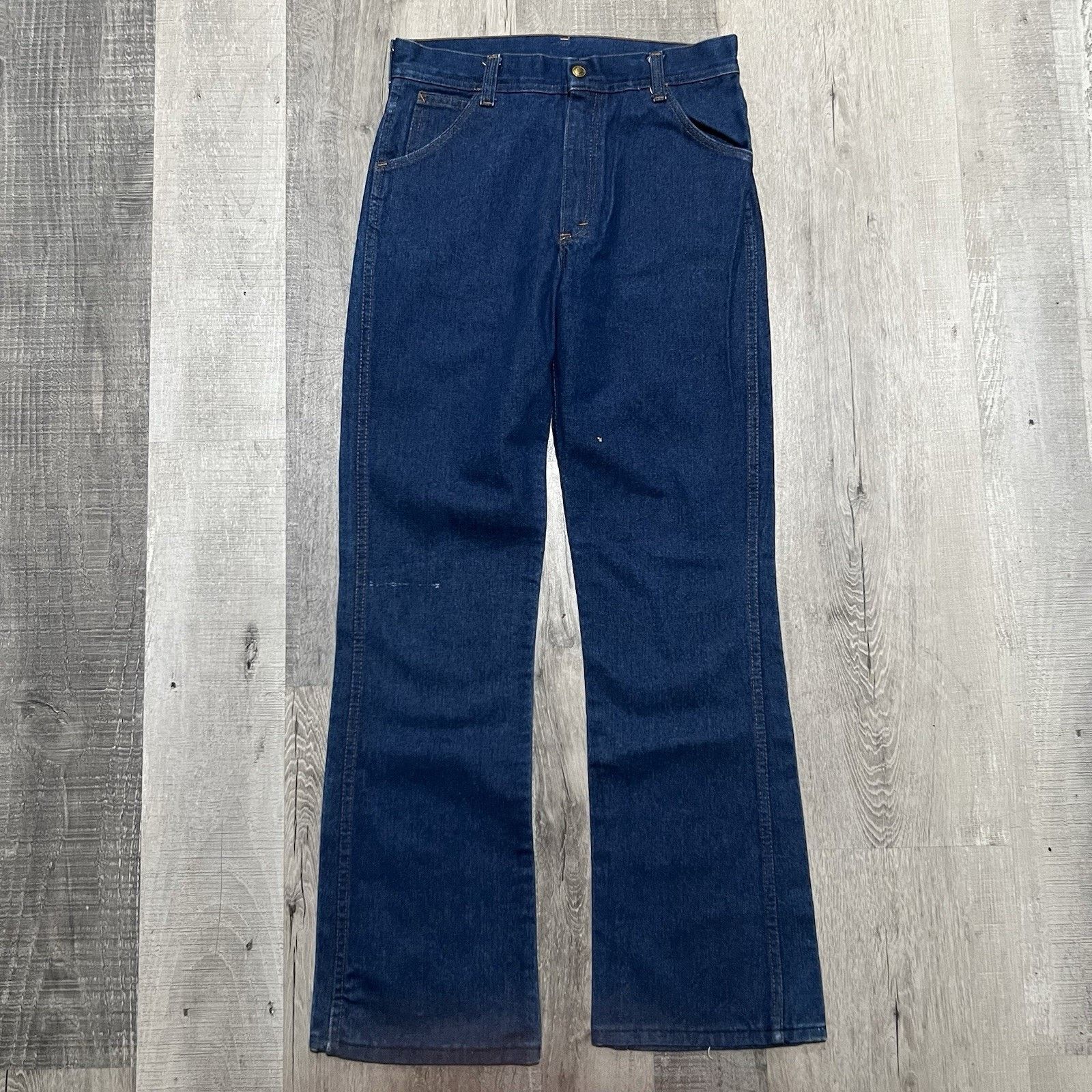 Vintage VTG Women's Dark Wash Western Boot Cut Denim Jeans USA 70s Size 29" - 1 Thumbnail