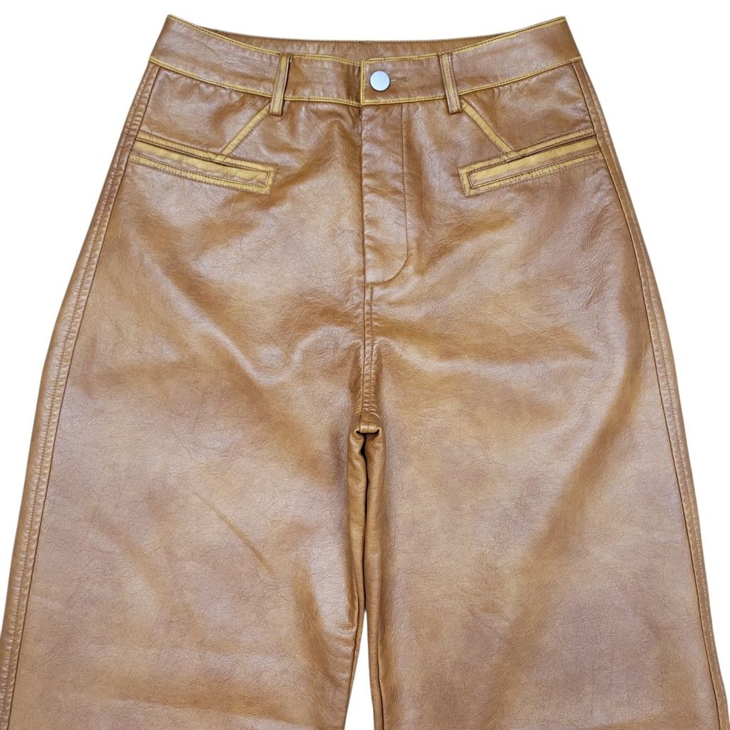 Other ANEWSTA Women Faux-Leather Wide-Leg Brown Pants Size Medium Size 28" / US 6 / IT 42 - 10 Thumbnail