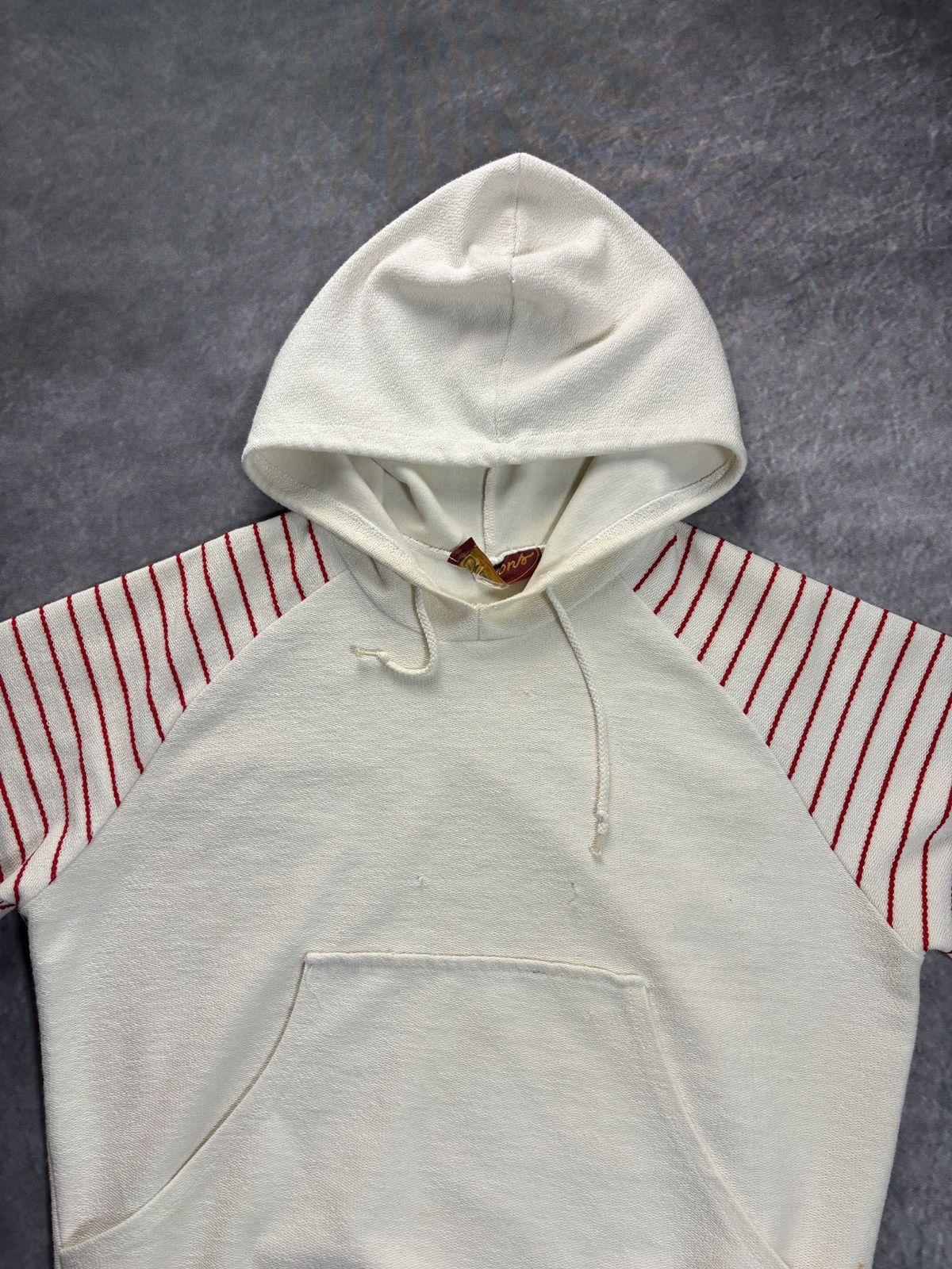 Vintage Vintage Sweatshirt Raglan Hoodie Pullover 70s Crayons Stripe Size US S / EU 44-46 / 1 - 3 Thumbnail
