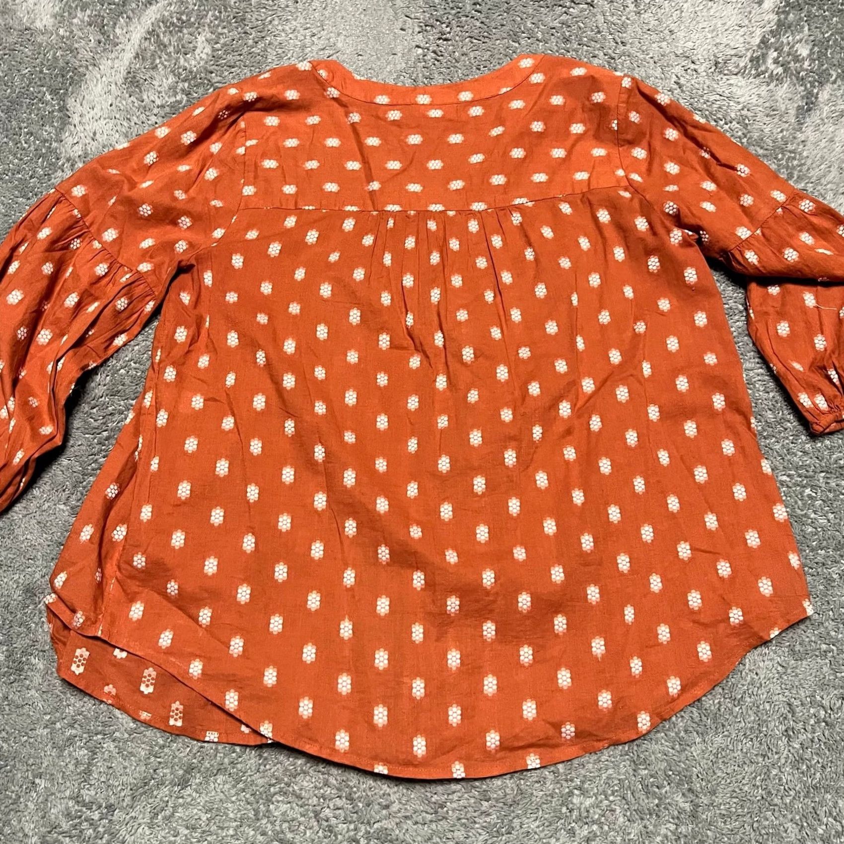 J. Jill J. Jill Shirt Womens Medium Peasant Top Orange Patterned Button India Blouse M Women Size M / US 6-8 / IT 42-44 - 2 Thumbnail