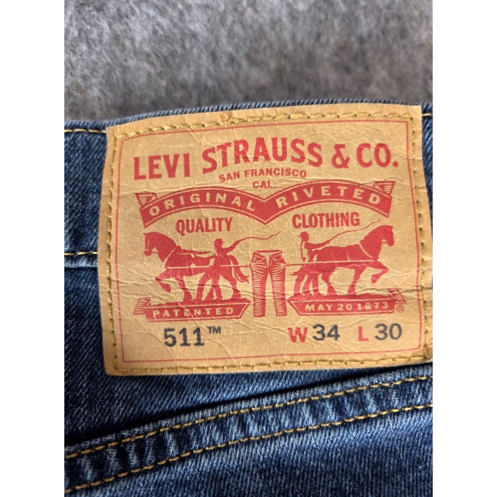 Levi's Levi's 511 Jeans Mens 36x30 Blue Medium Wash Cotton Straight Denim Size US 34 / EU 50 - 6 Thumbnail