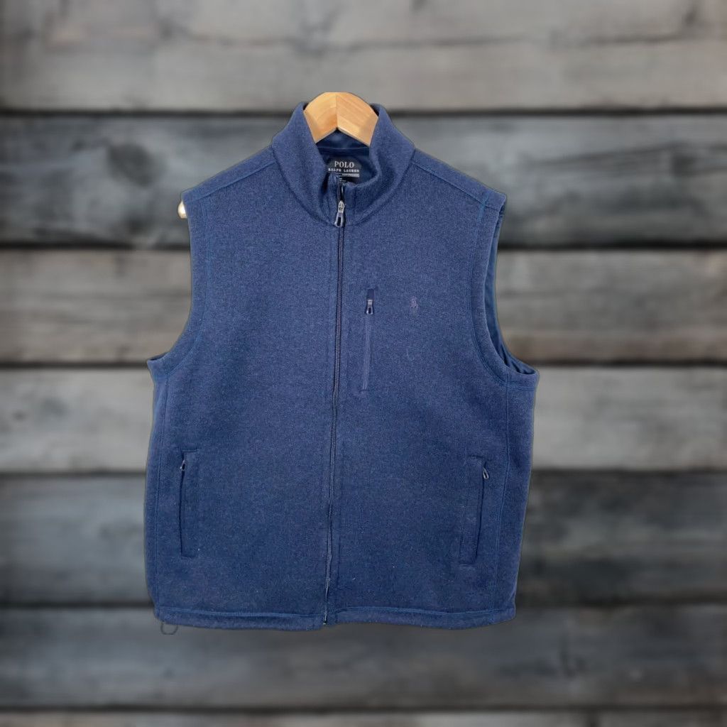 Polo Ralph Lauren Polo Ralph Lauren Performance Vest Fleece Zip Up Pockets Men XL Blue Dark Navy 90s Style Size US XL / EU 56 / 4 - 1 Thumbnail