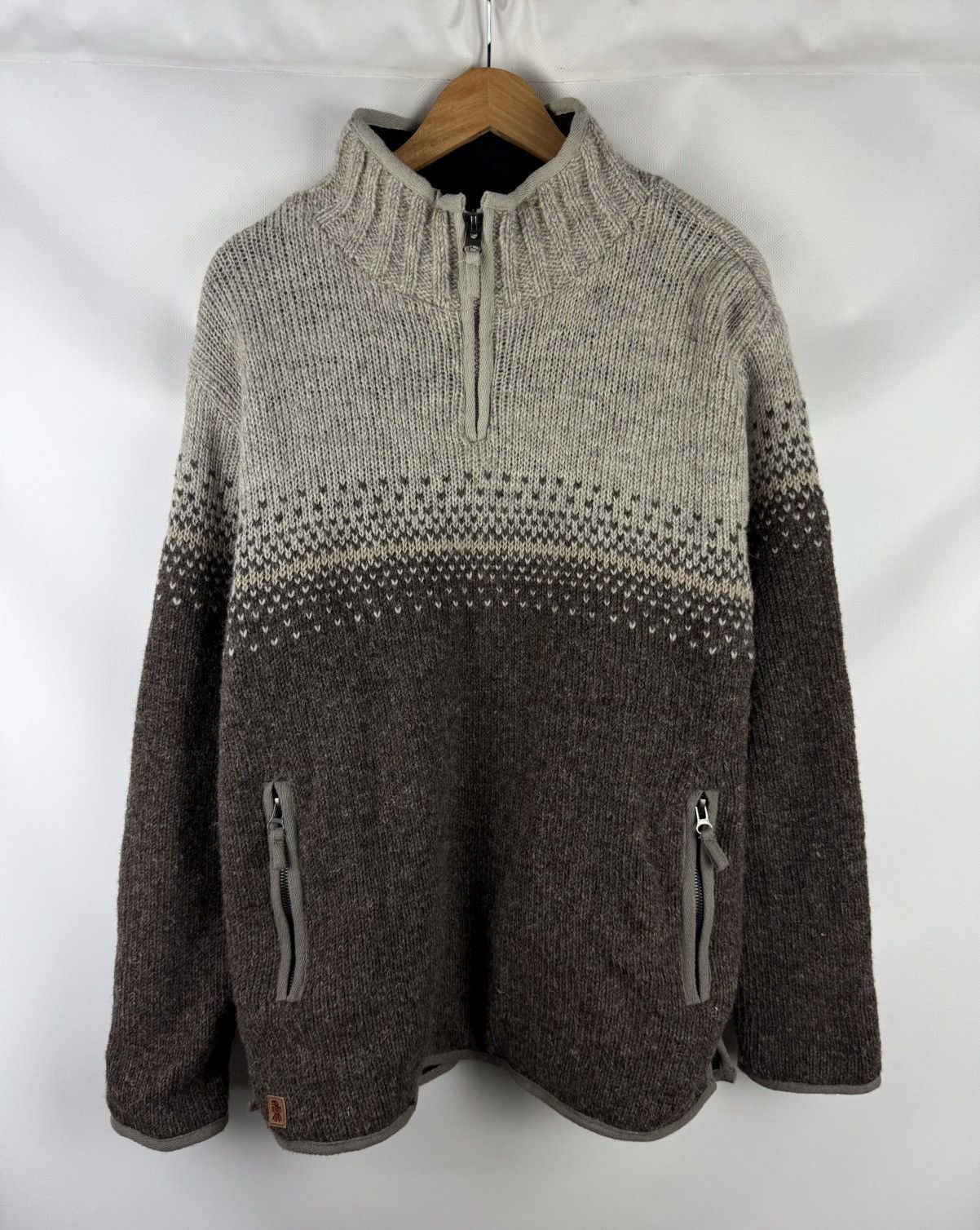 Other Pachamama 1/4 Zip Heavy Hand Knitted Wool Sweater Pullover Size US M / EU 48-50 / 2 - 1 Thumbnail