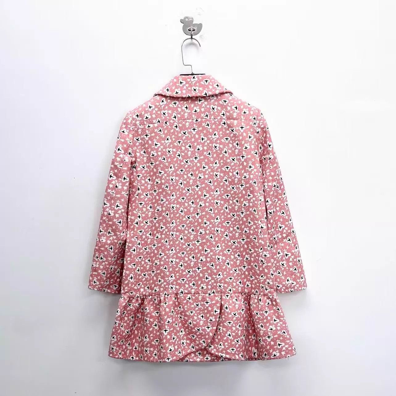 Miu Miu Miu Miu Pink Floral Ruffled Double-Breasted Coat Size XS / US 0-2 / IT 36-38 - 2 Thumbnail