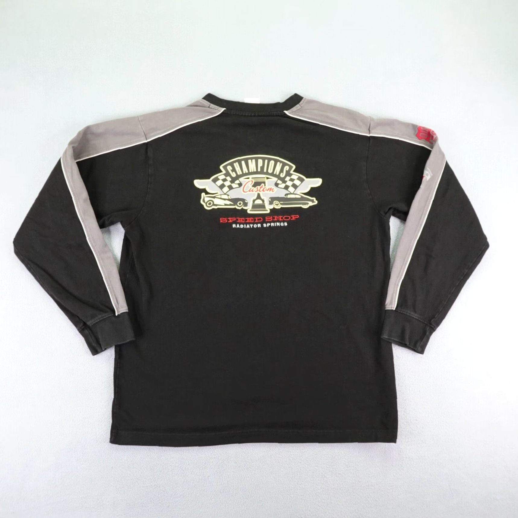 Disney Disney Cars Shirt Mens Large Black Radiator Springs Logo Embroidered Cotton T‑Shirt 90s Style Fans Mens Long Sleeve Crewneck Size US L / EU 52-54 / 3 - 6 Thumbnail