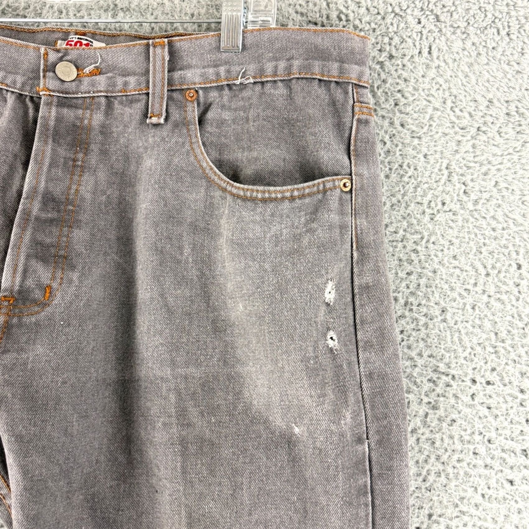 Levi's VINTAGE Levi's 501 Original Jeans Men 42x30 Gray Button Fly Straight Leg Distressed Denim Jeans Size US 42 / EU 58 - 5 Thumbnail