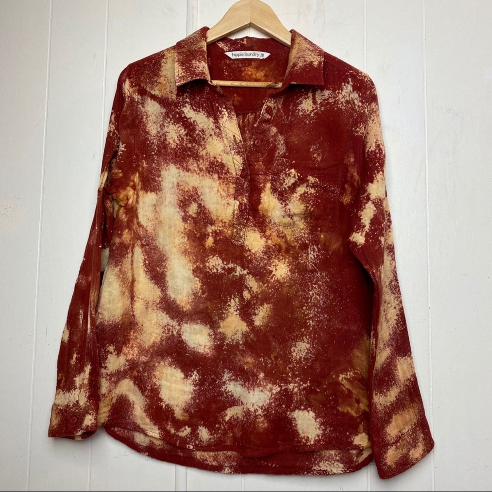 Other Hippie Laundry Bleach Tie Dyed Popover Tunic Size L / US 10 / IT 46 - 6 Thumbnail