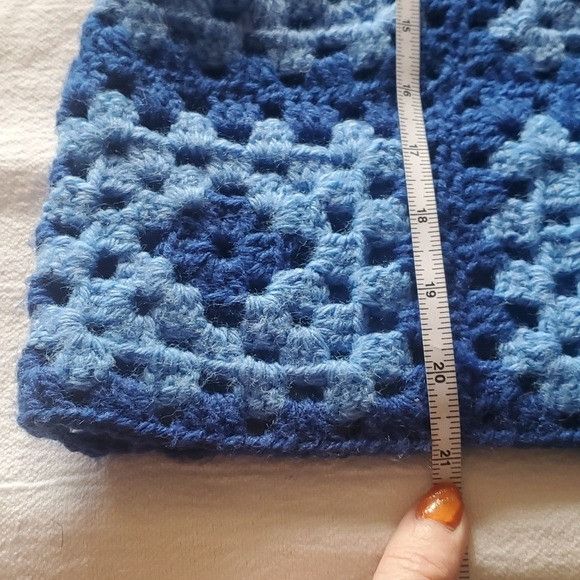 Handmade Handmade Upcycled Crocheted Blue Granny Square 2 pc Sz Ĺ-XL Size XL / US 12-14 / IT 48-50 - 7 Thumbnail