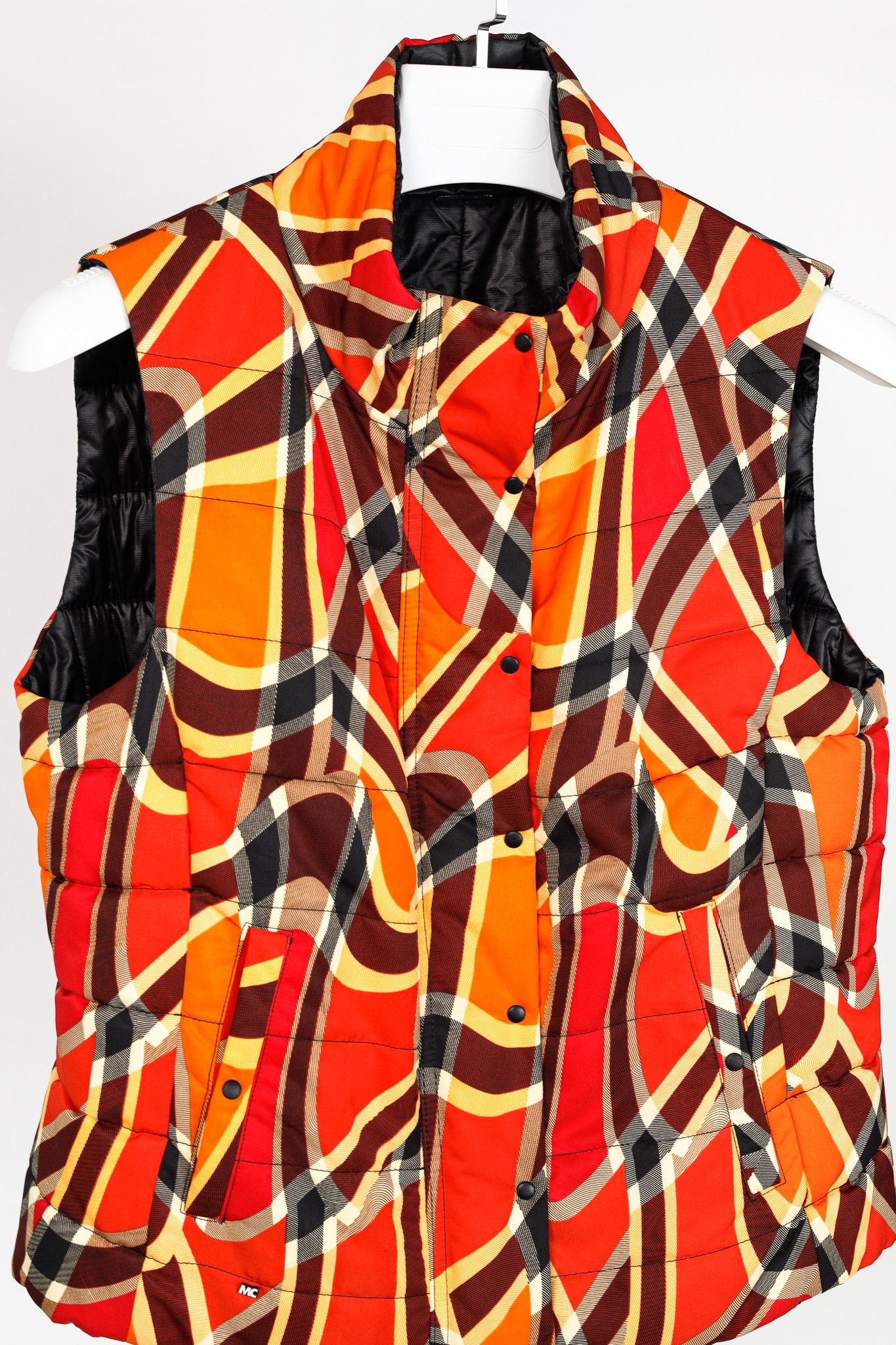 Designer Marc Cain Sports Reversible Orange Wavy-Plaid Vest Size M / US 6-8 / IT 42-44 - 3 Thumbnail