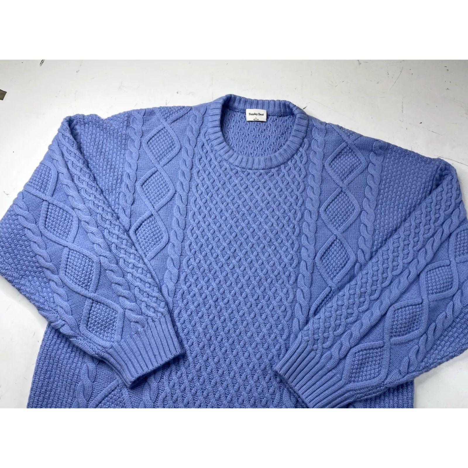 Vintage Aritzia Sunday Best Fisherman’s Cable Knit Sweater Blue L Women Pullover Knit Size L / US 10 / IT 46 - 2 Thumbnail