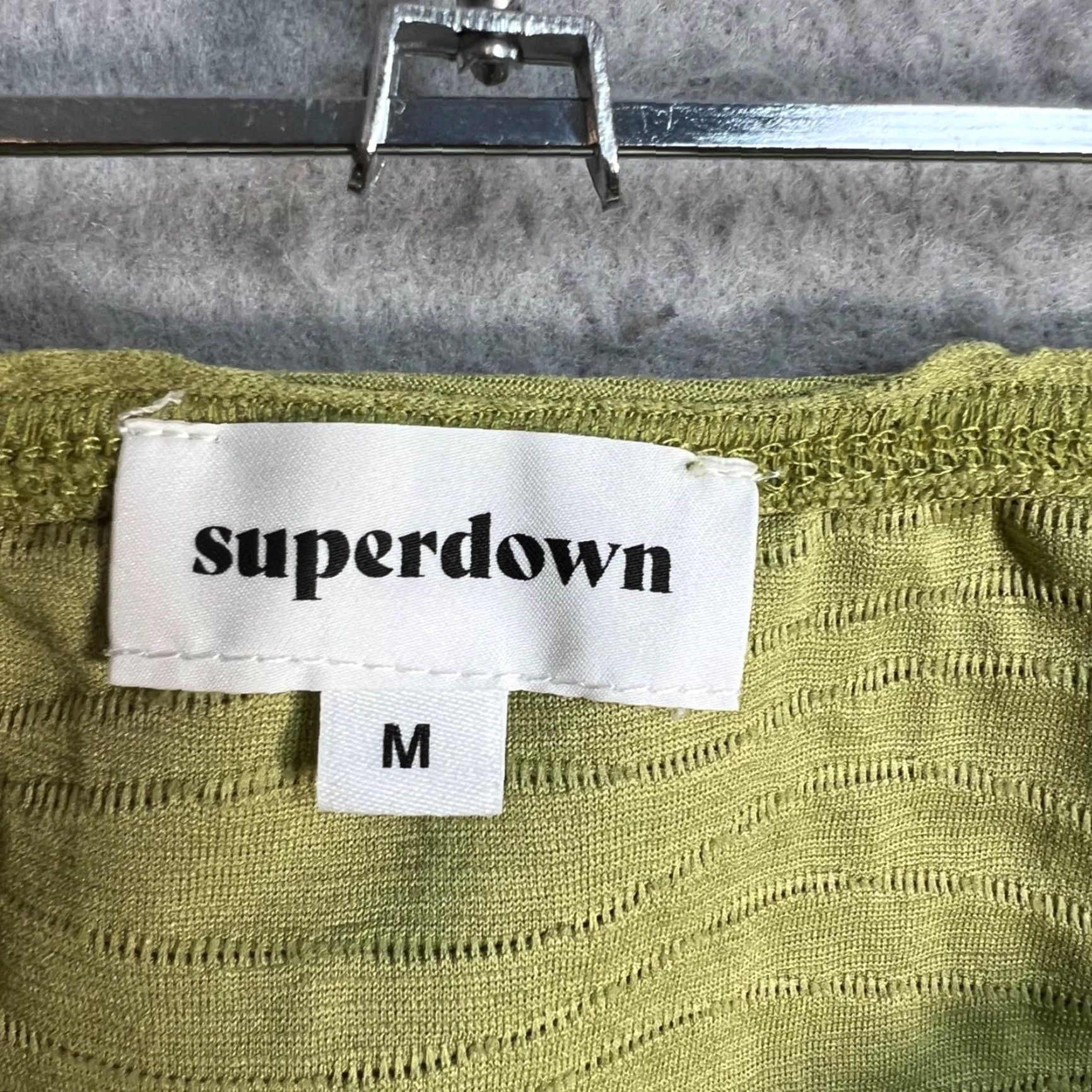 superdown Superdown Womens Medium Textured Olive Green Mini Skirt Elastic Waist Polyester Size 32" / US 10 / IT 46 - 3 Thumbnail