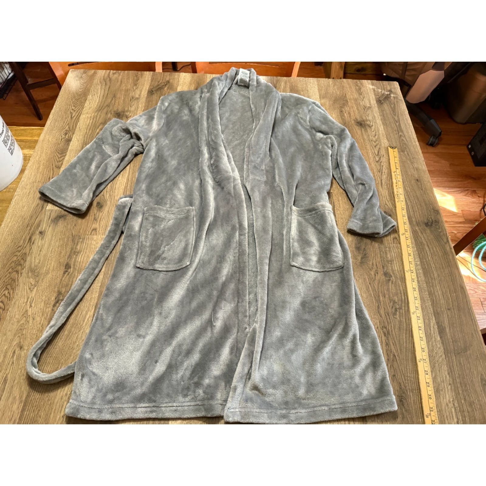 Vintage HEAD Robes, Women's One Size, Gray Tie Waist 40" Length Robe, Solid, Regular, Fall Spring Summer, Women Size ONE SIZE - 2 Thumbnail