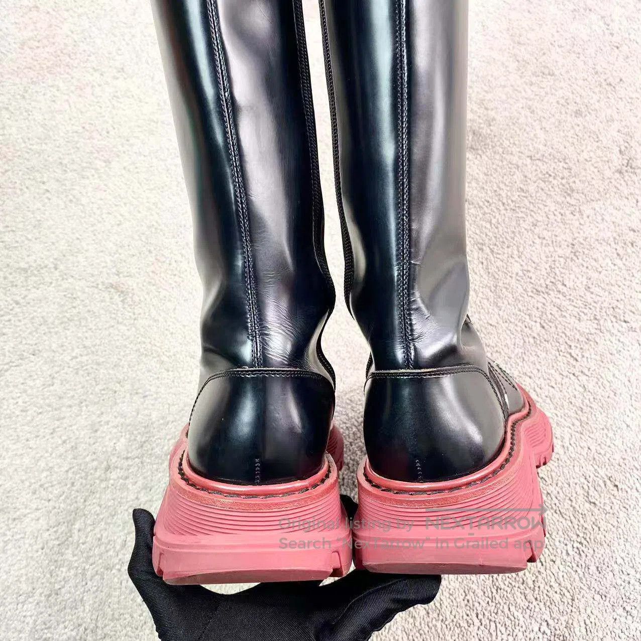 Alexander McQueen Alexander Mcqueen Black and red thick-soled lace-up high b Size US 6 / IT 36 - 5 Thumbnail