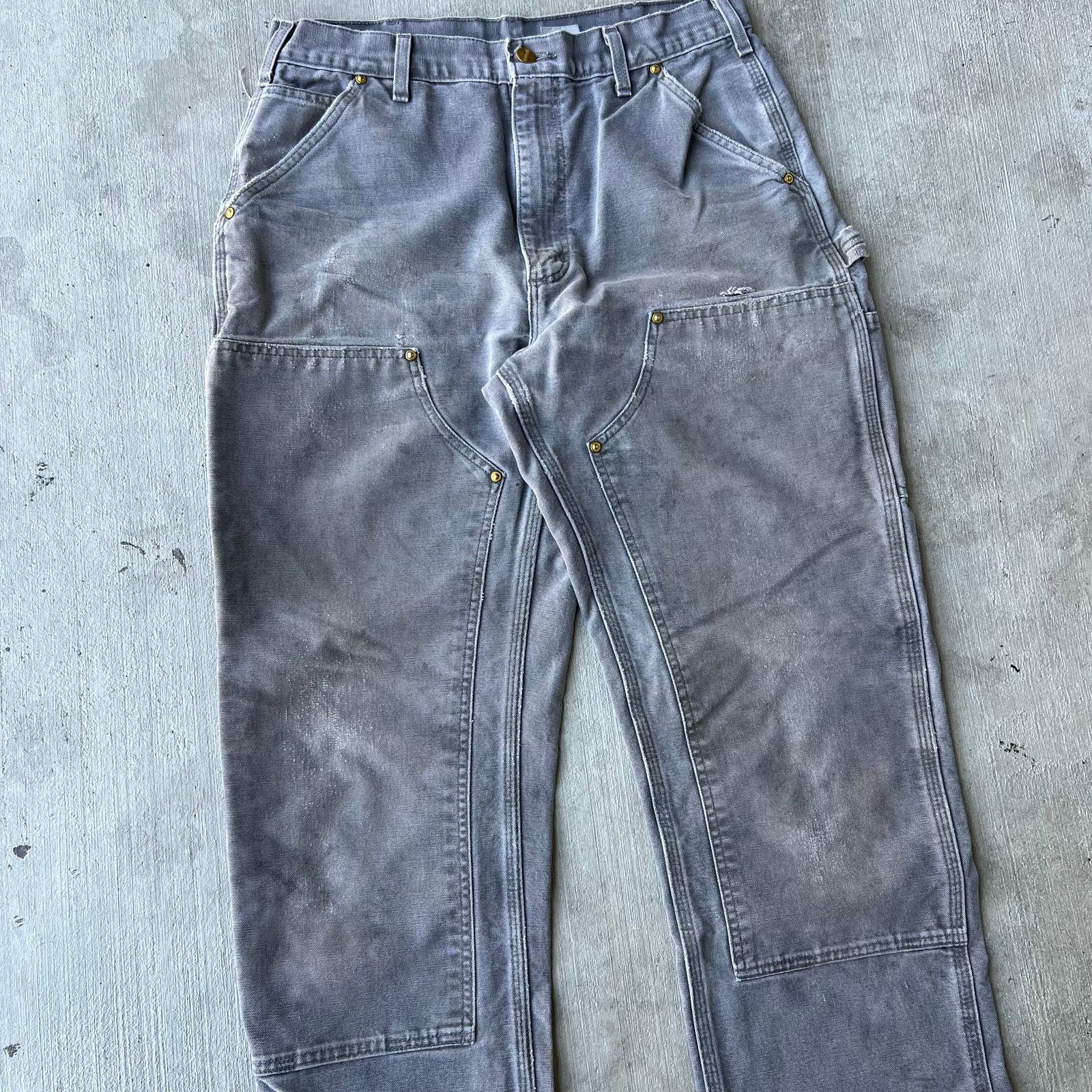 Carhartt × Vintage Carhartt faded gray double knee work wear carpenter pants Size US 31 - 2 Thumbnail