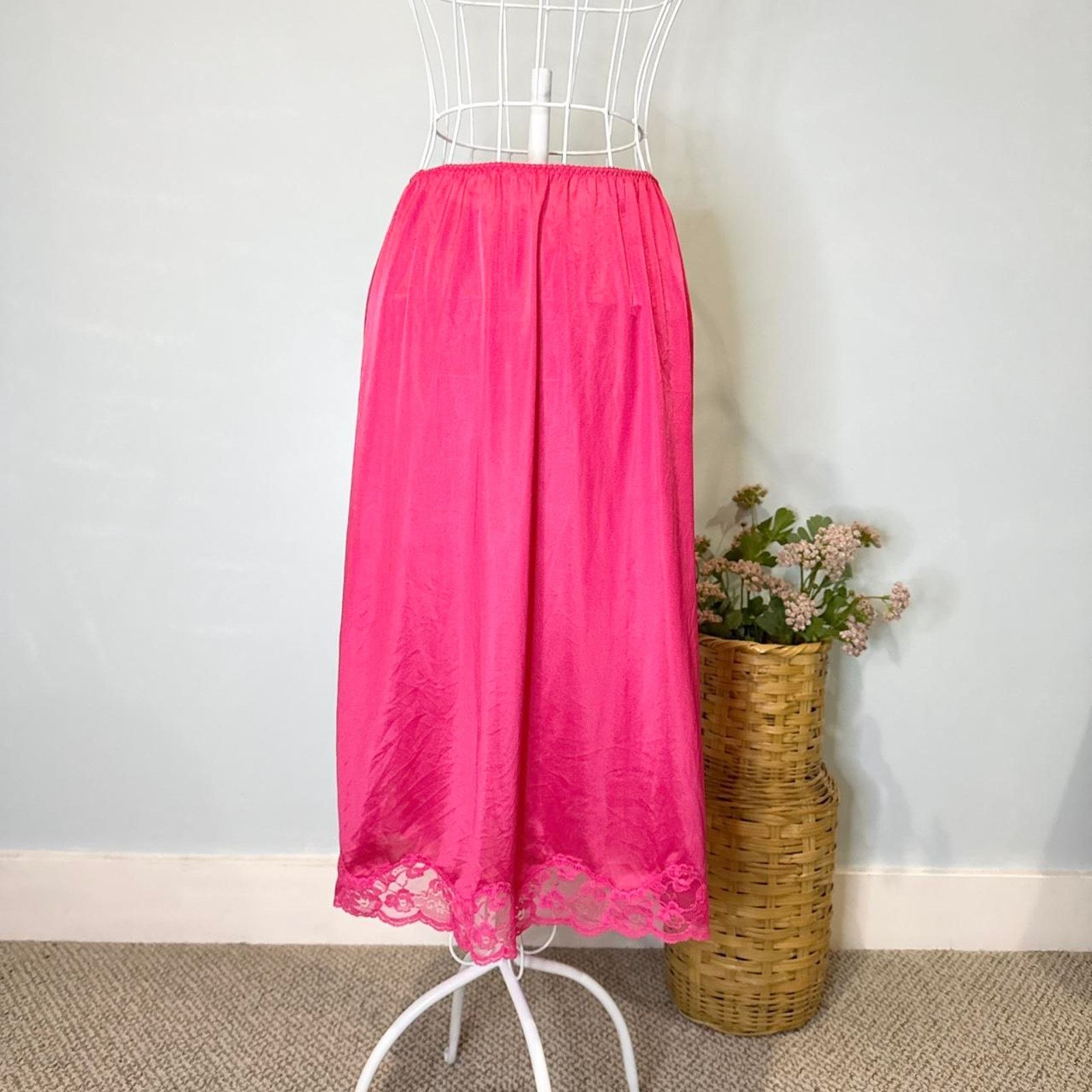 Other Stunning vintage hot pink slip skirt Size 23" - 1 Thumbnail