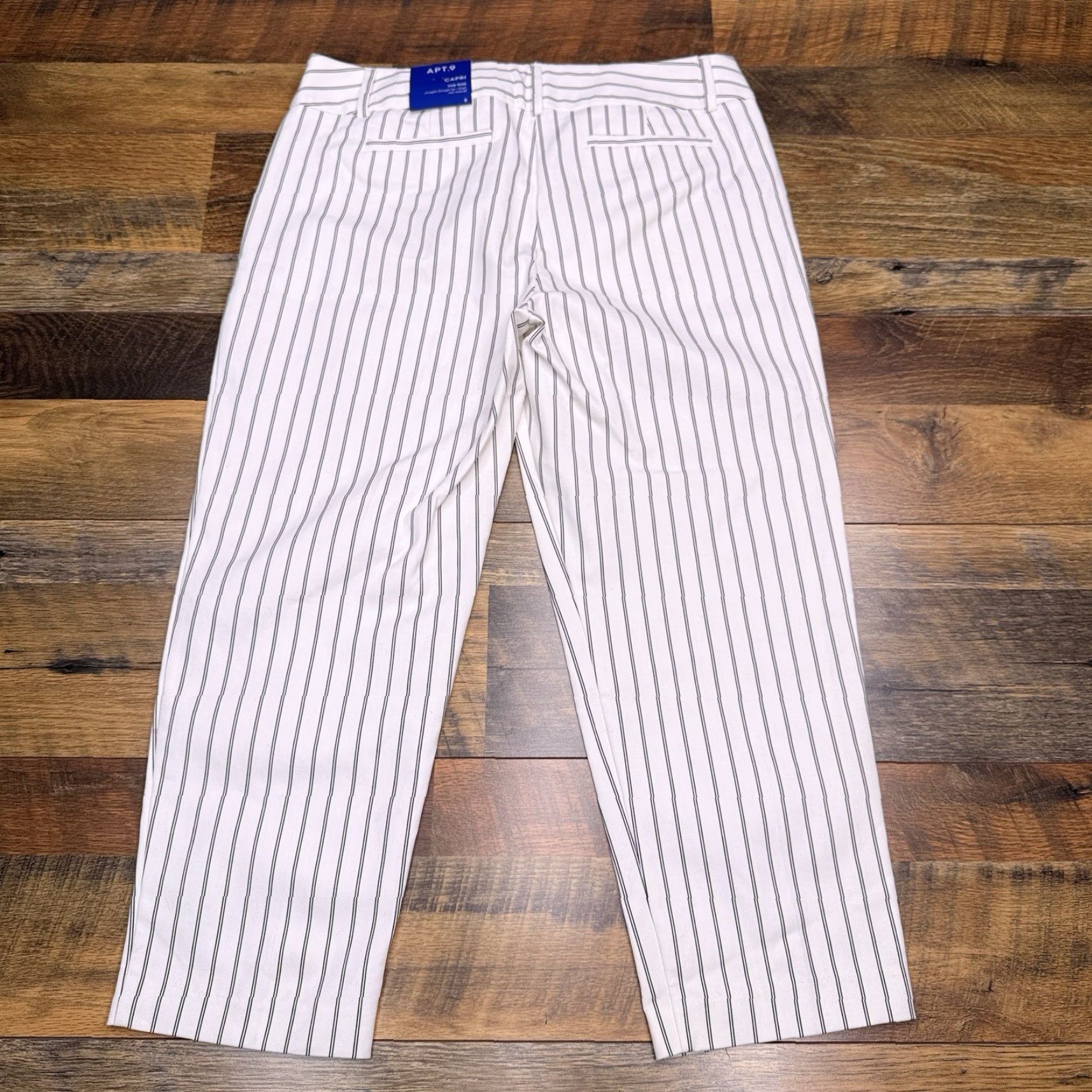 Apt. 9 Apt. 9 Torie Pants Womens 8 White Striped Mid Rise Stretch New Size 30" / US 8 / IT 44 - 3 Thumbnail