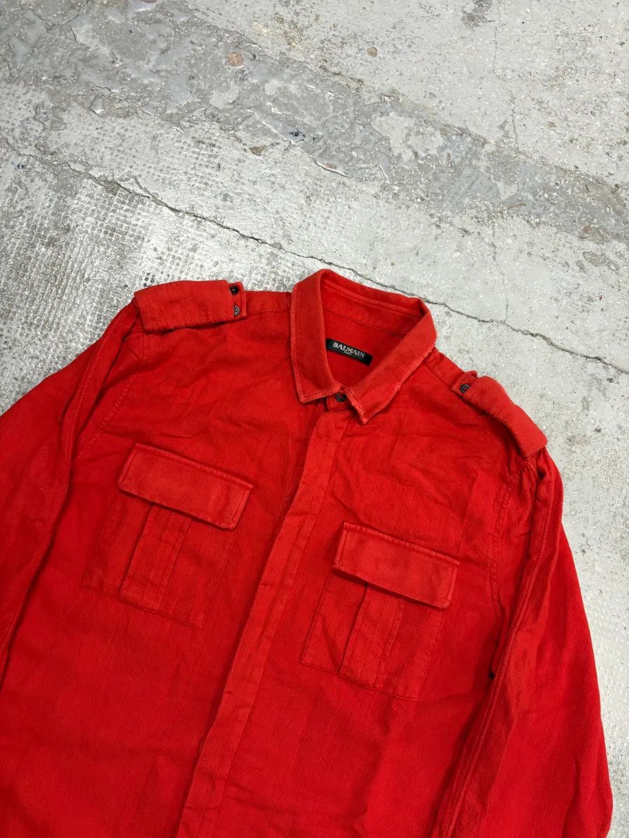 Balmain Balmain Red Corduroy Cargo Shirt Size US S / EU 44-46 / 1 - 4 Thumbnail