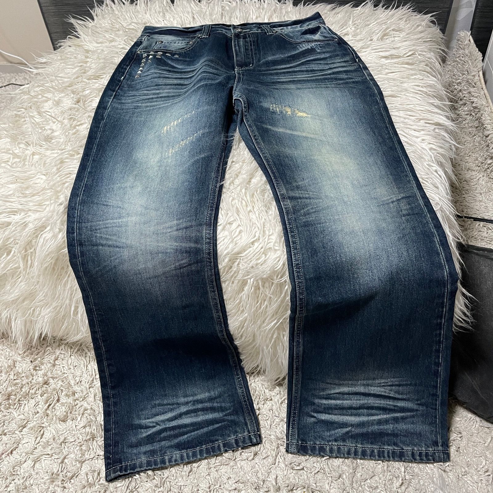 Hysteric Glamour Style Vintage Studded Bootcut Denim Jeans