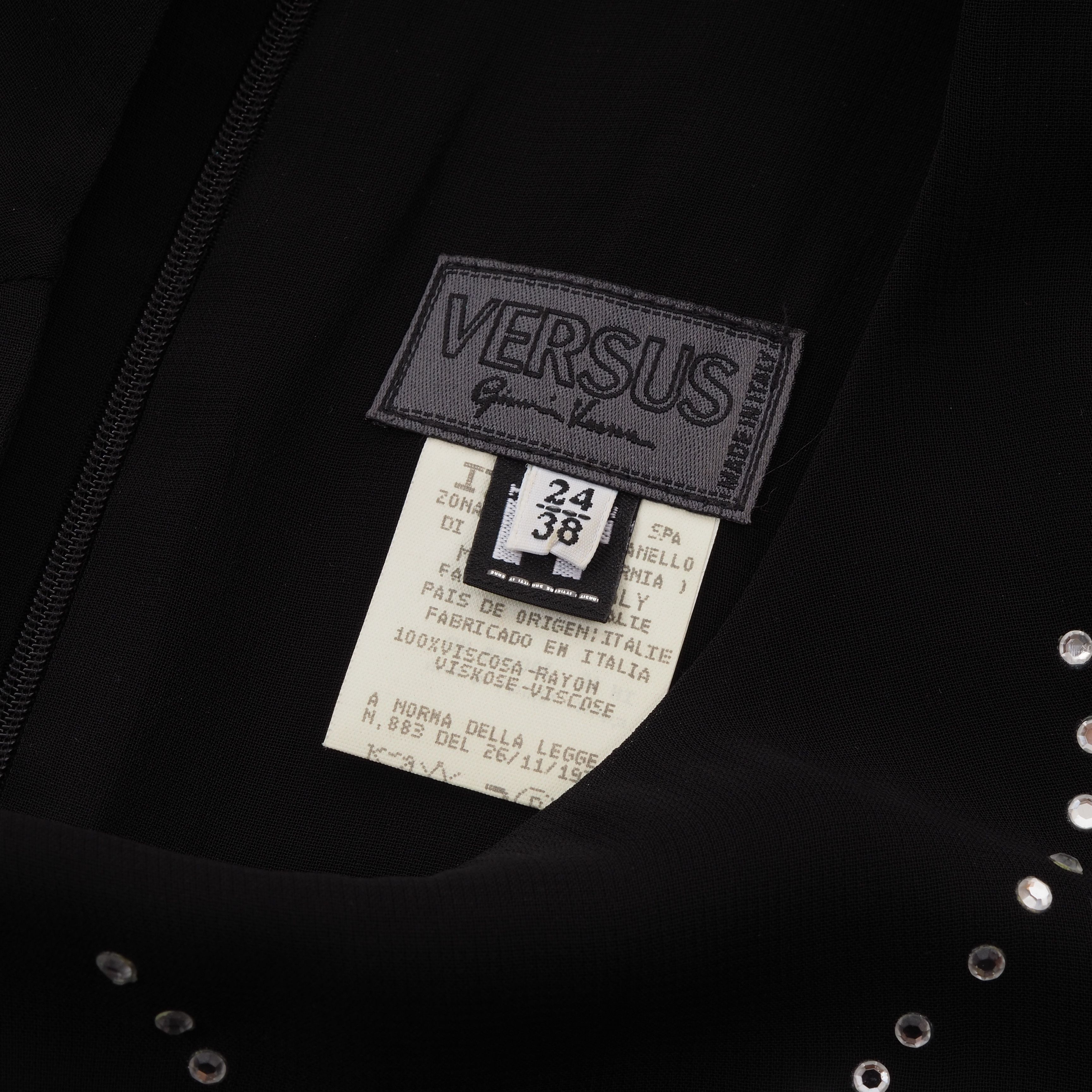 Versace × Versus × Vintage GIANNI VERSACE VERSUS Vintage Crystals Mesh Black Dress Size XS / US 0-2 / IT 36-38 - 5 Thumbnail