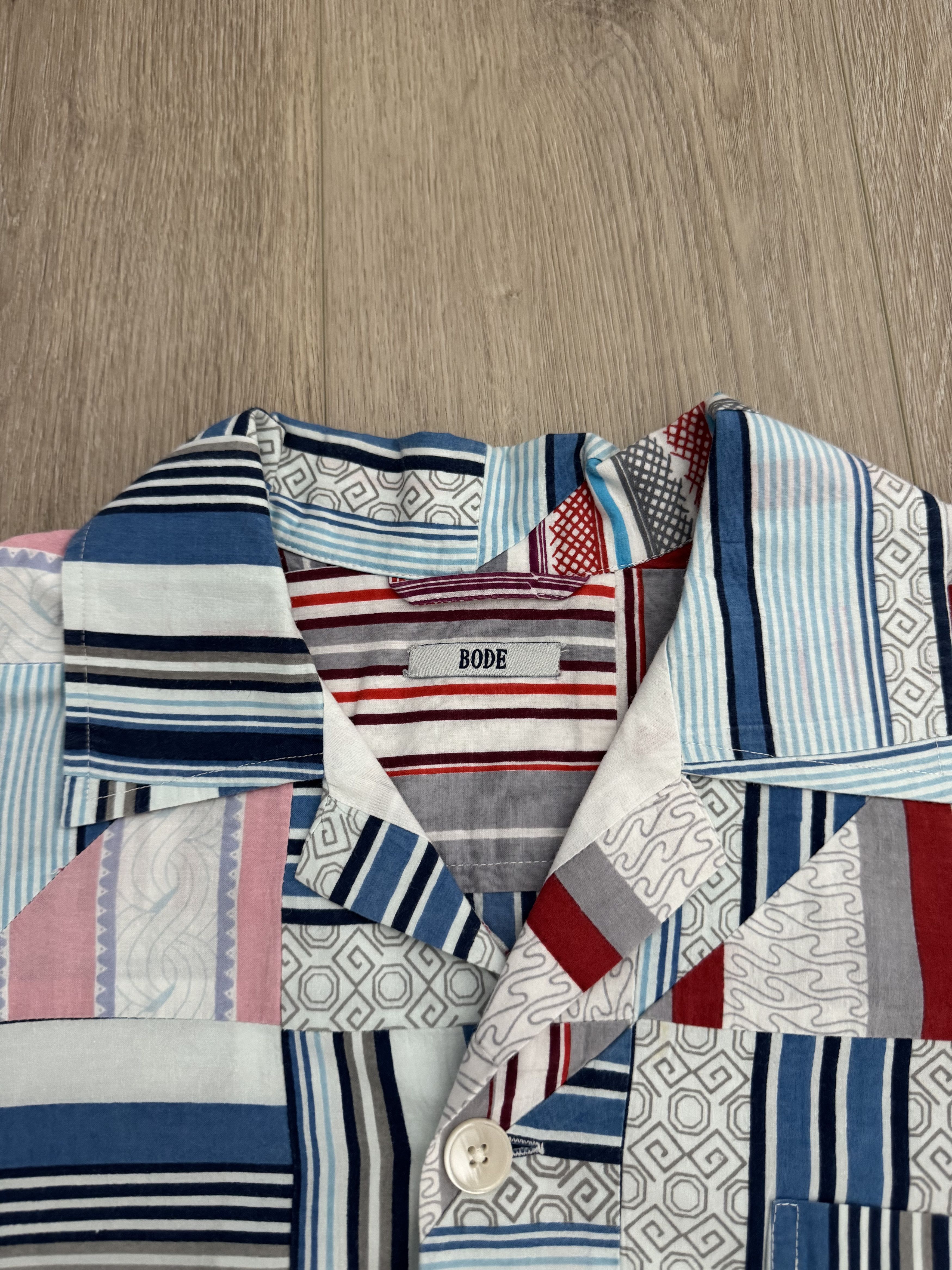 Bode Bode Patchwork Oxford Short Sleeve Button Shirt Size US S / EU 44-46 / 1 - 3 Thumbnail
