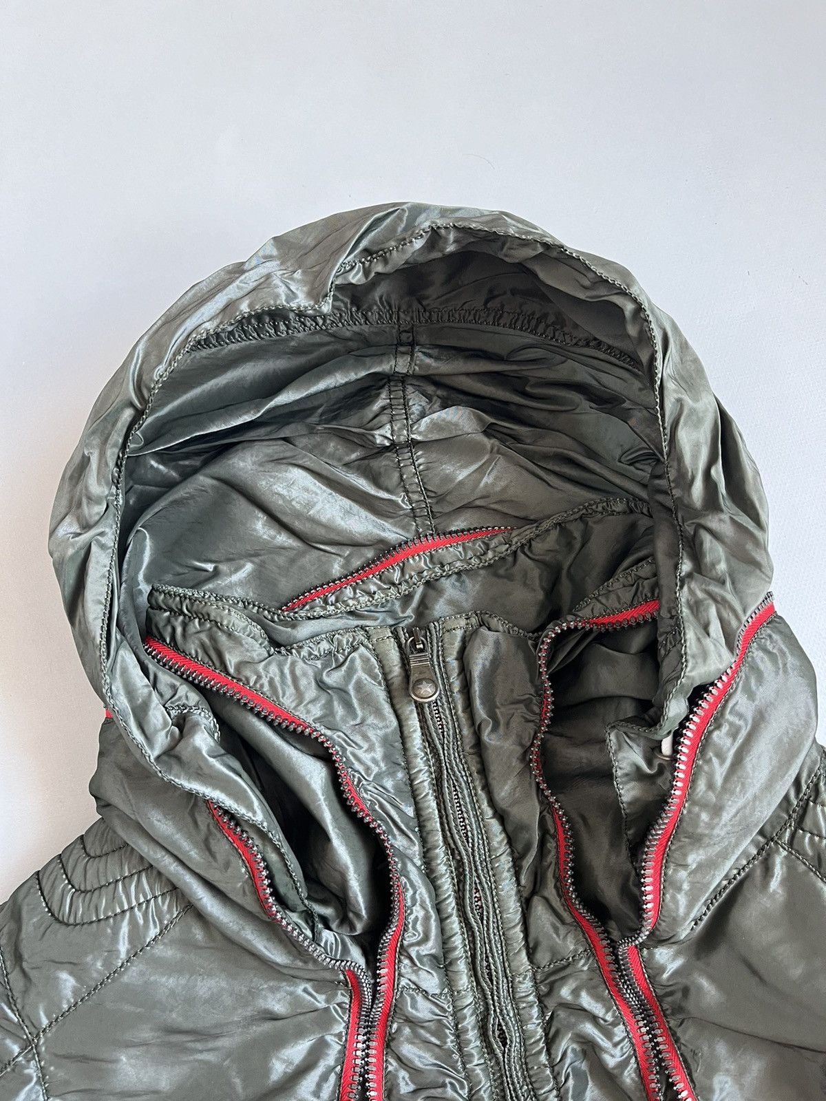 JET SET × Japanese Brand × Vintage Vintage 90s JET SET Women Nylon Olive Avant Garde Zip Jacket Size M / US 6-8 / IT 42-44 - 18 Thumbnail